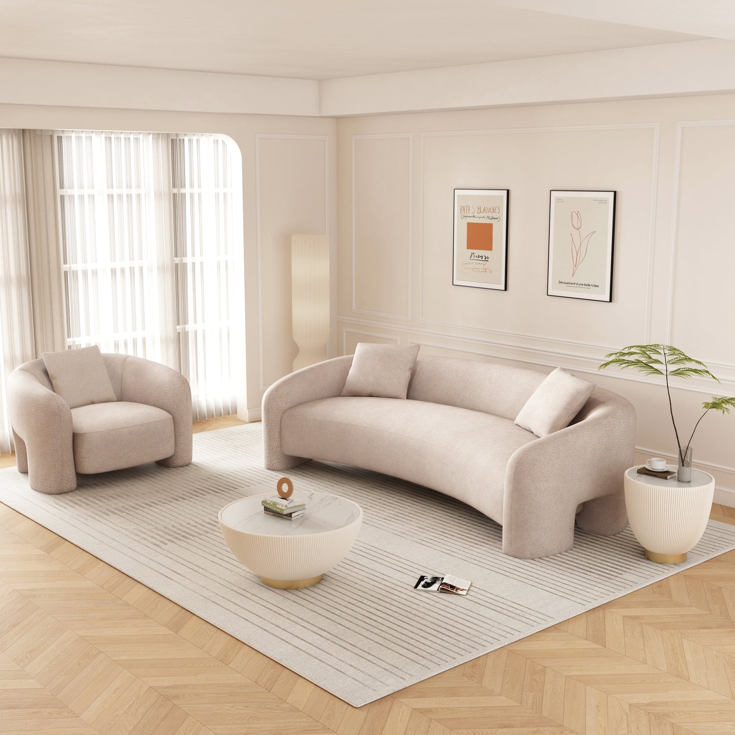 Manhattan Comfort Sylvia Sofa and Accent Chair - Set of 2