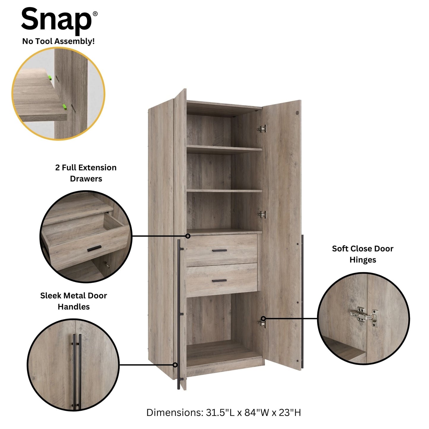 Manhattan Comfort 2-Piece Lee Wardrobe Closet 1.0 and 3.0