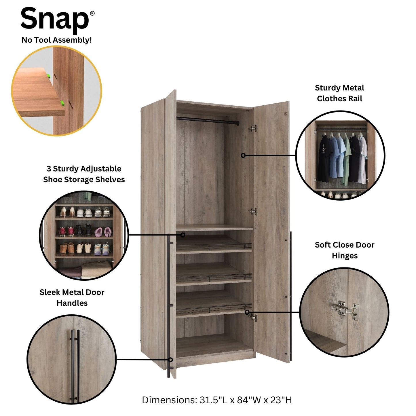 Manhattan Comfort 2-Piece Lee Wardrobe Closet 1.0 and 3.0