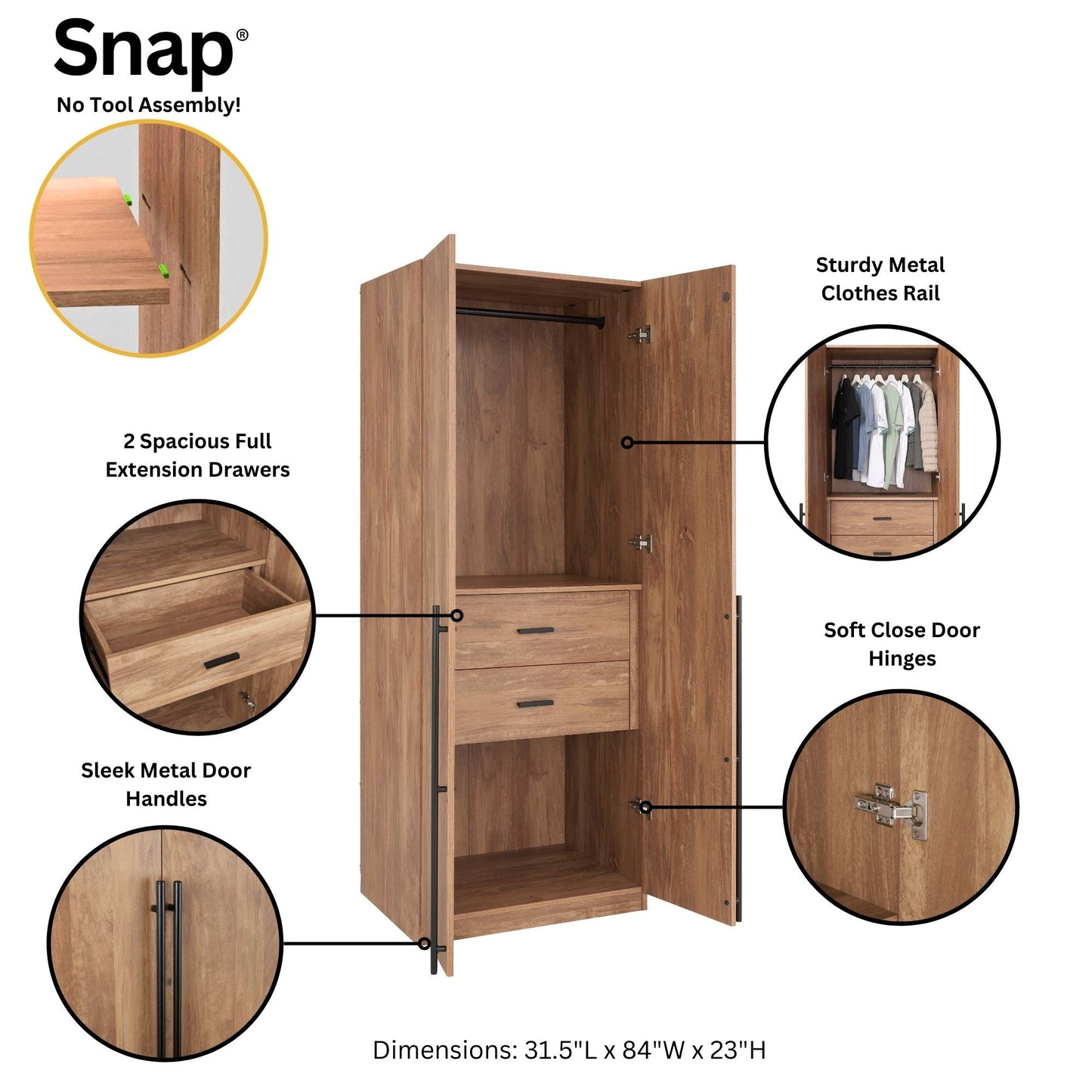 Manhattan Comfort Lee Wardrobe Closet 2.0 - Set of 2