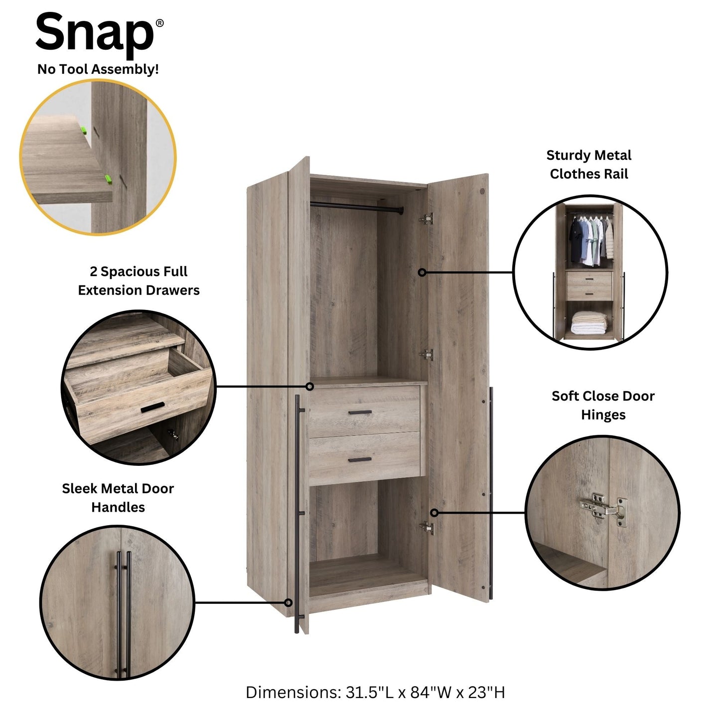 Manhattan Comfort Lee Wardrobe Closet 2.0 - Set of 2