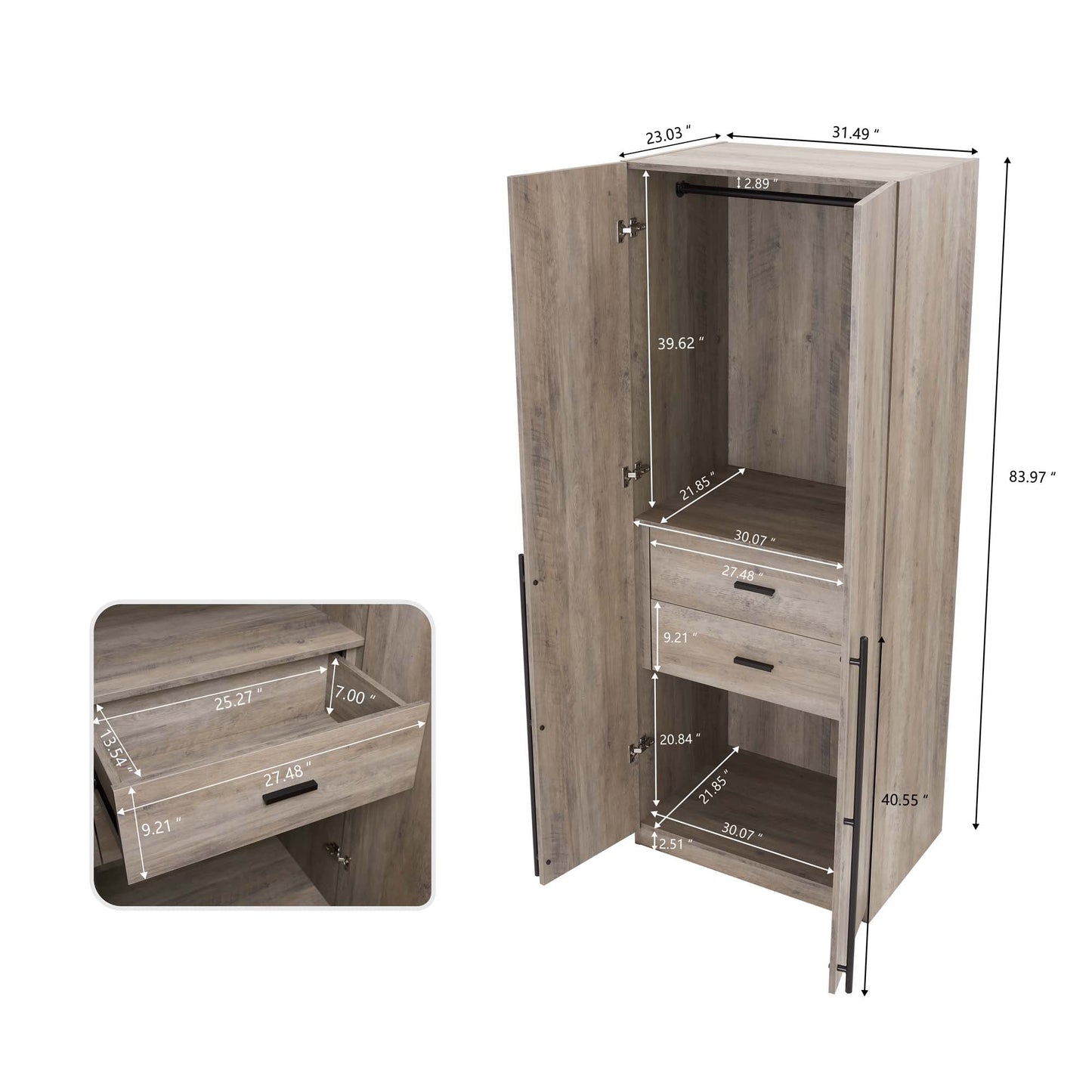 Manhattan Comfort 2-Piece Lee Wardrobe Closet 2.0 and 3.0
