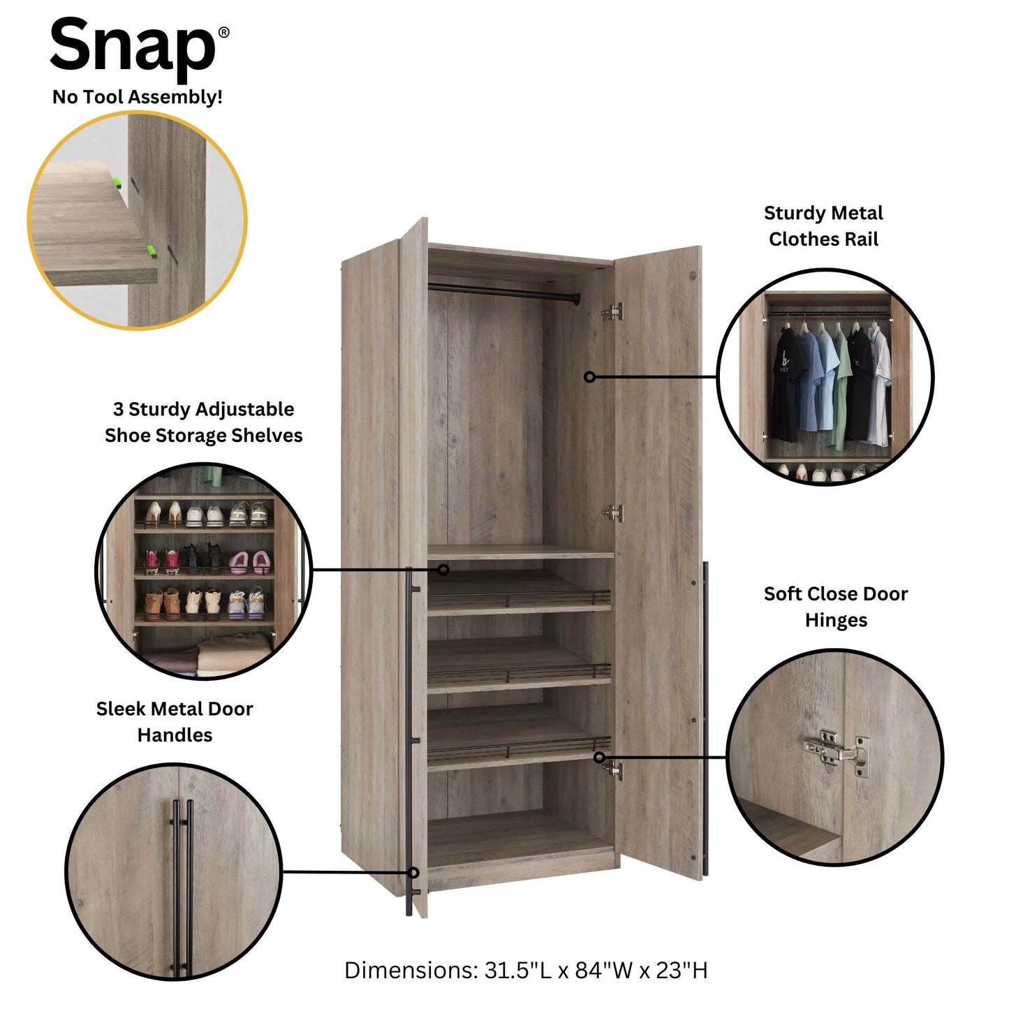 Manhattan Comfort 2-Piece Lee Wardrobe Closet 2.0 and 3.0