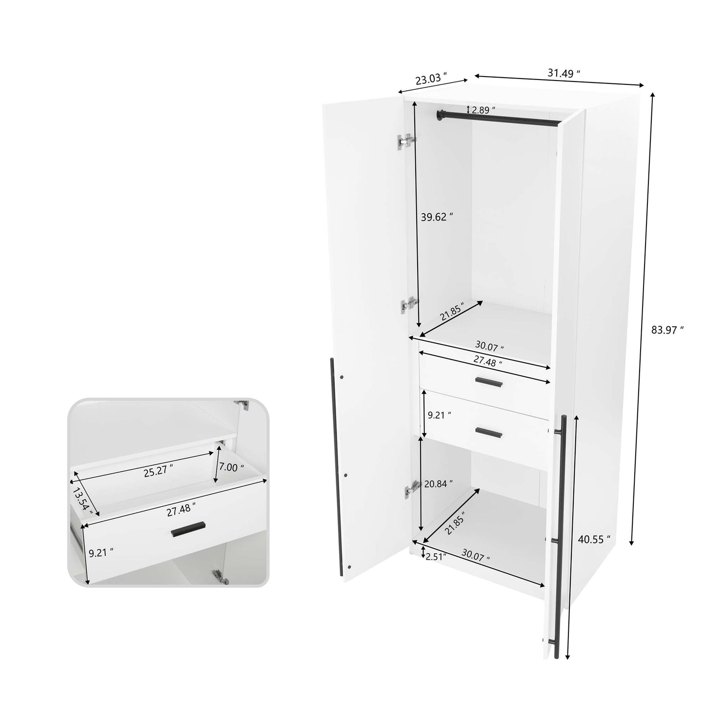 Manhattan Comfort 2-Piece Lee Wardrobe Closet 2.0 and 3.0