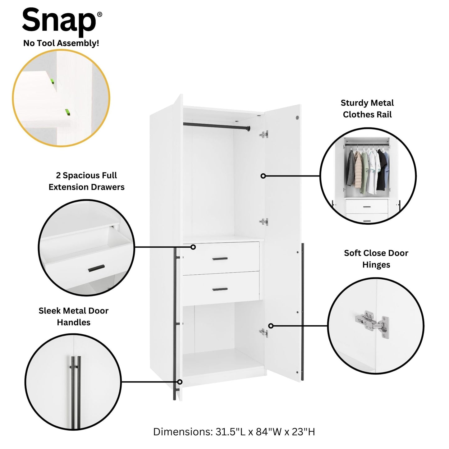 Manhattan Comfort 2-Piece Lee Wardrobe Closet 2.0 and 3.0