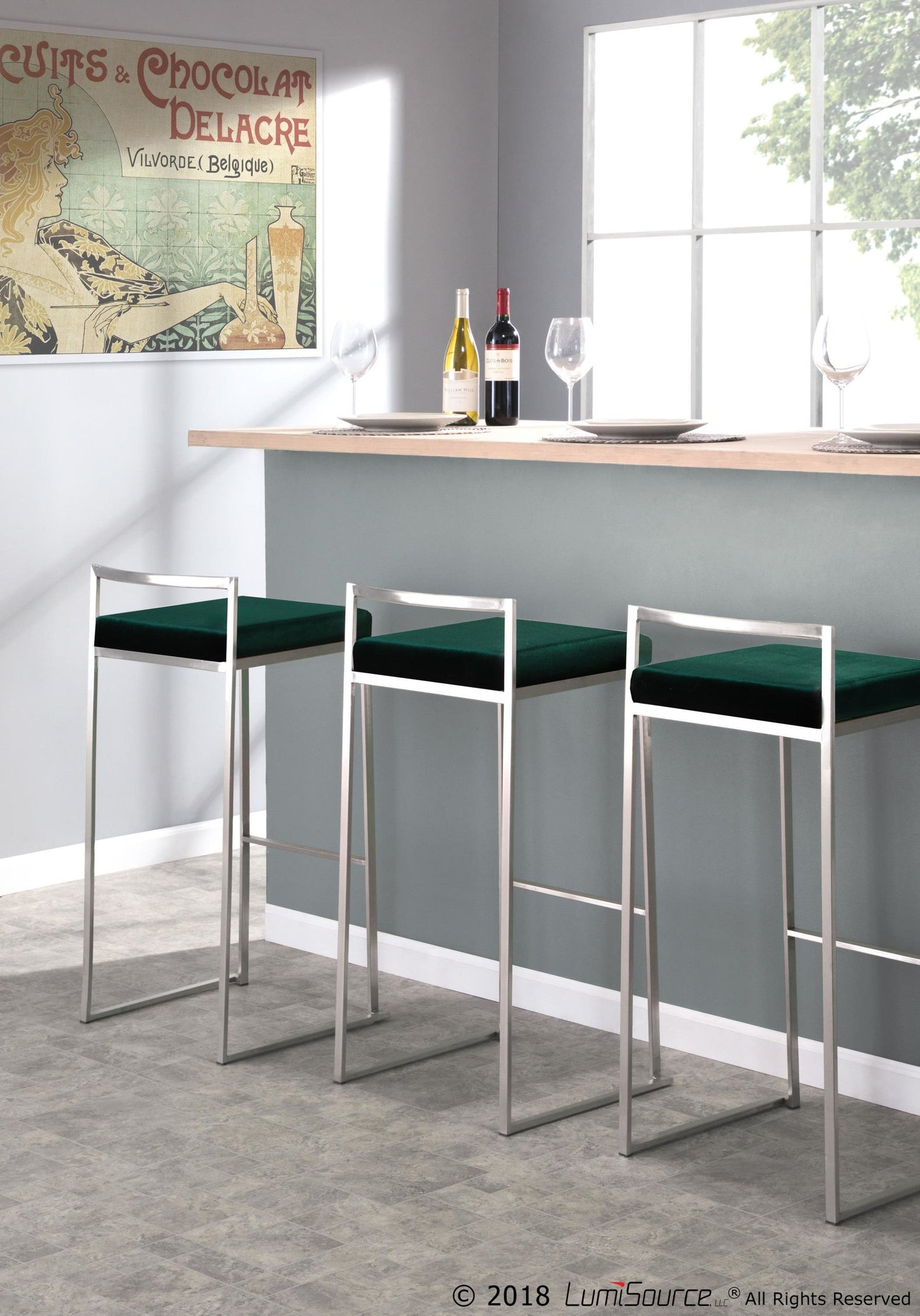 Majestic Office Furniture Stacker 30" Fixed-Height Barstool - Set of 2
