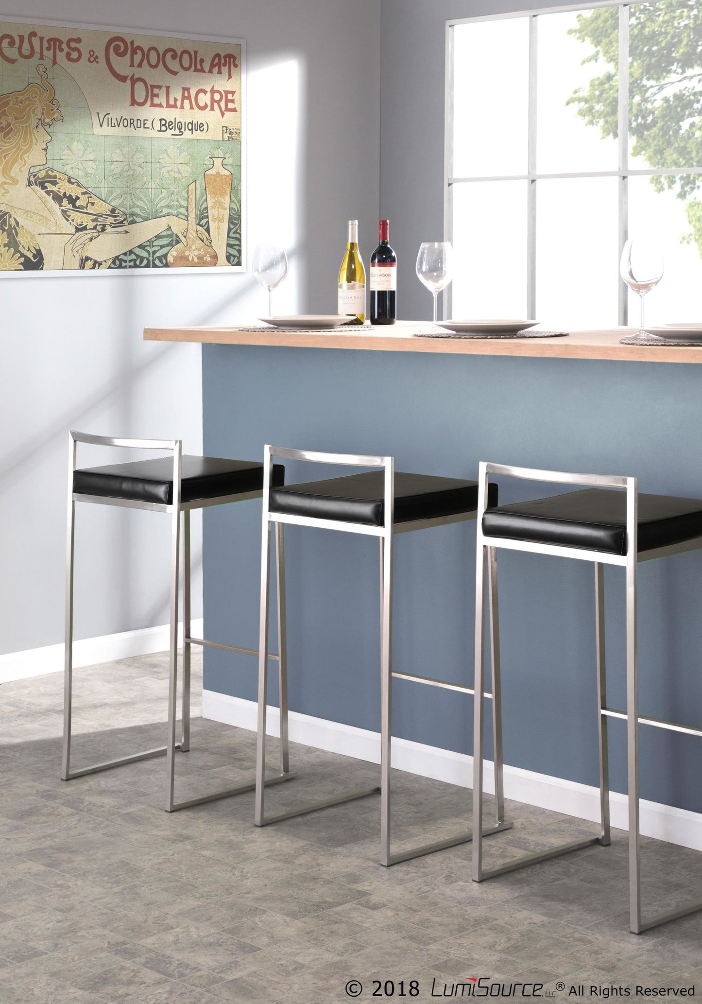 Majestic Office Furniture Stacker 30" Fixed-Height Barstool - Set of 2