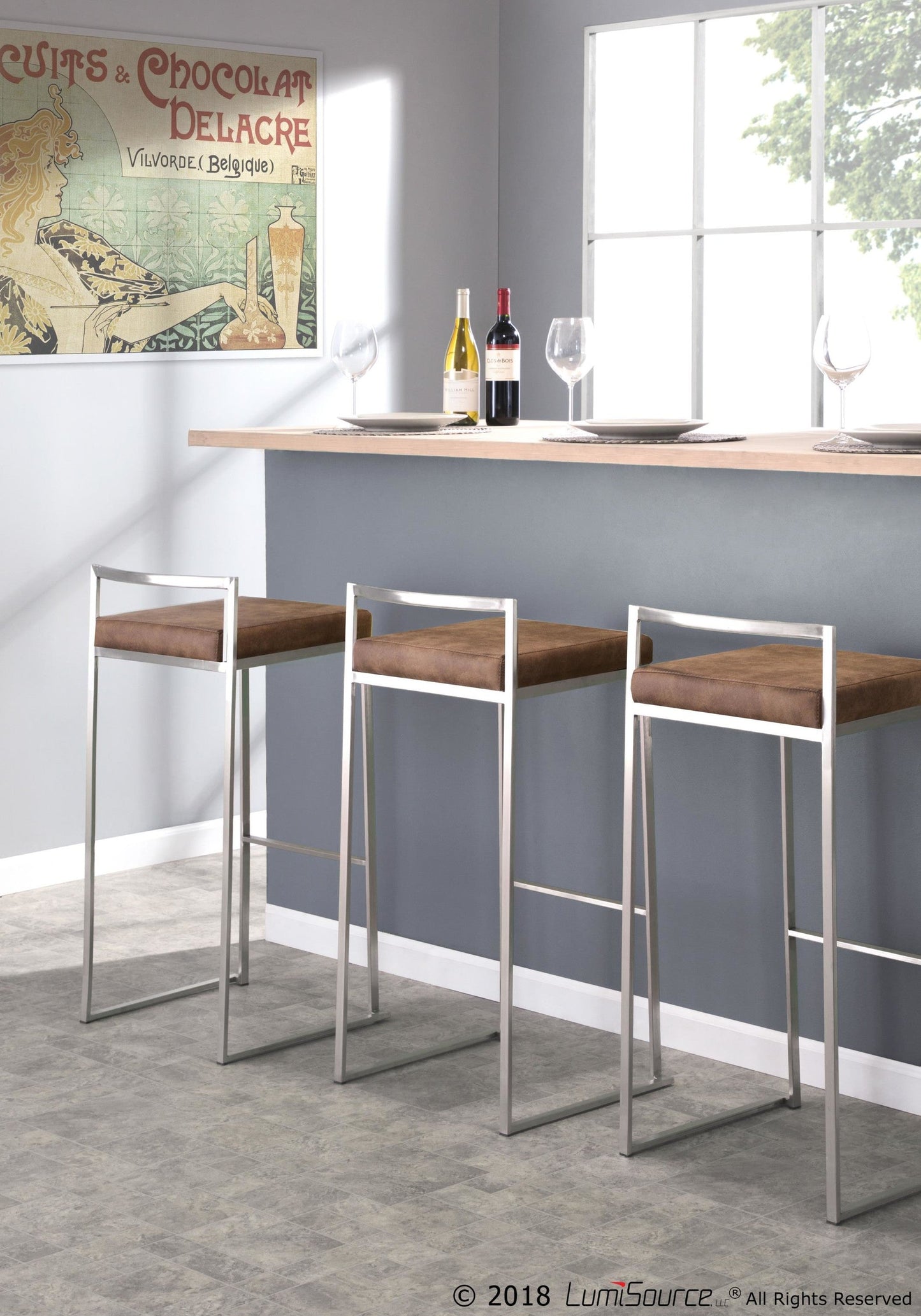 Majestic Office Furniture Stacker 30" Fixed-Height Barstool - Set of 2