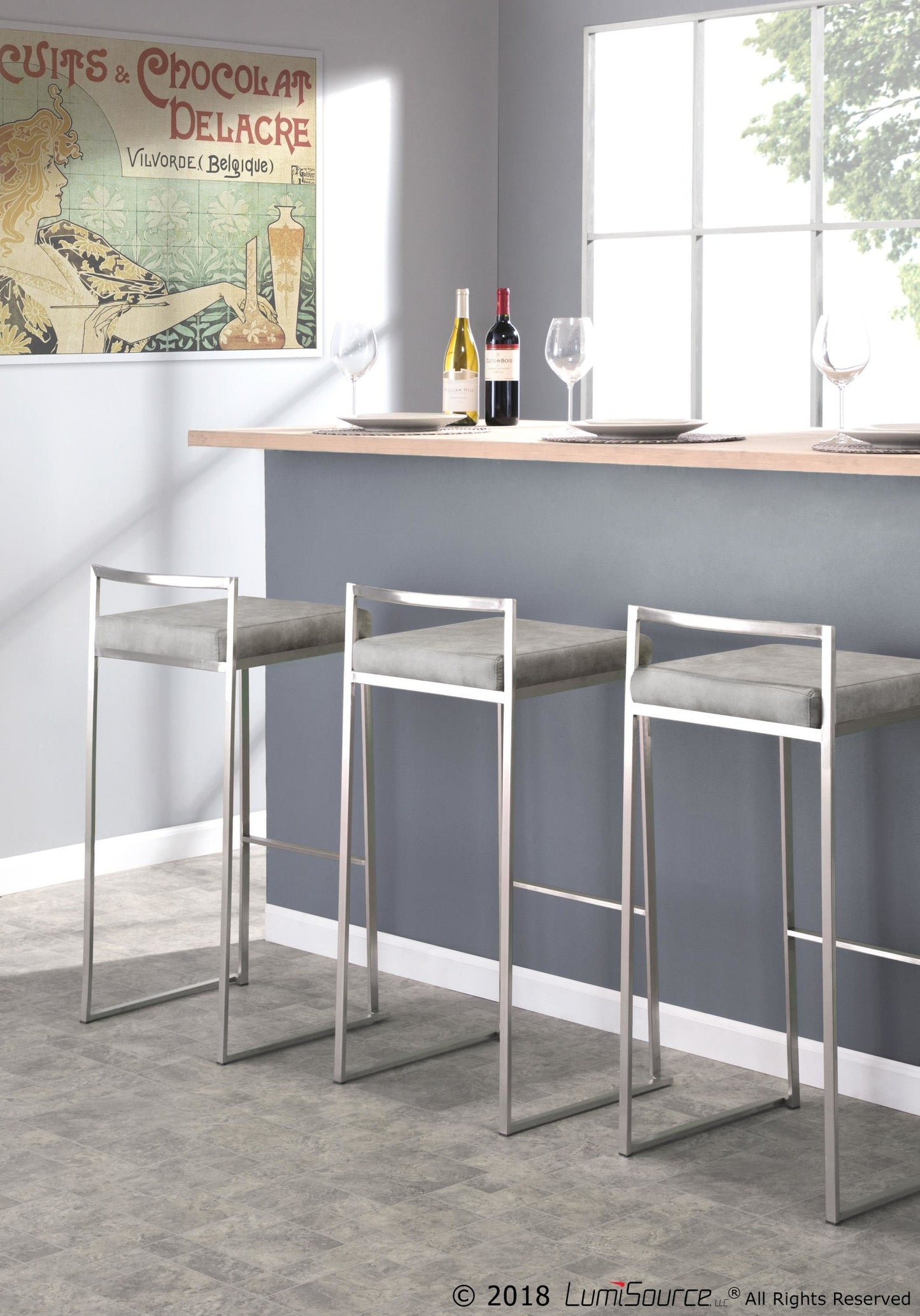 Majestic Office Furniture Stacker 30" Fixed-Height Barstool - Set of 2