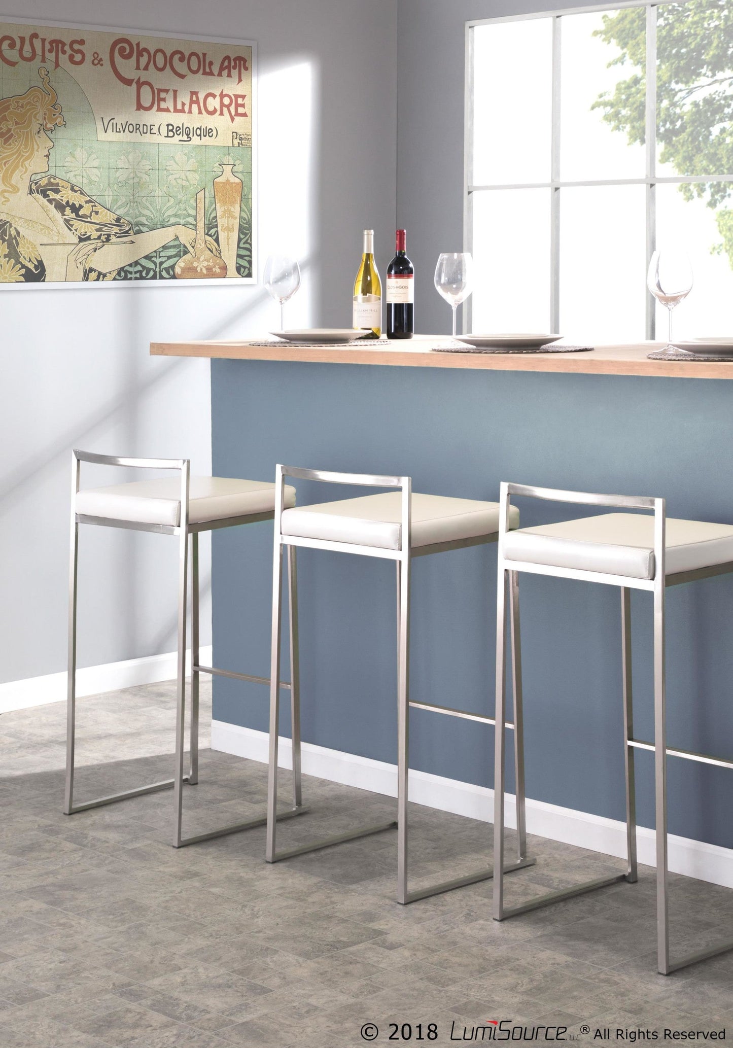 Majestic Office Furniture Stacker 30" Fixed-Height Barstool - Set Of 3