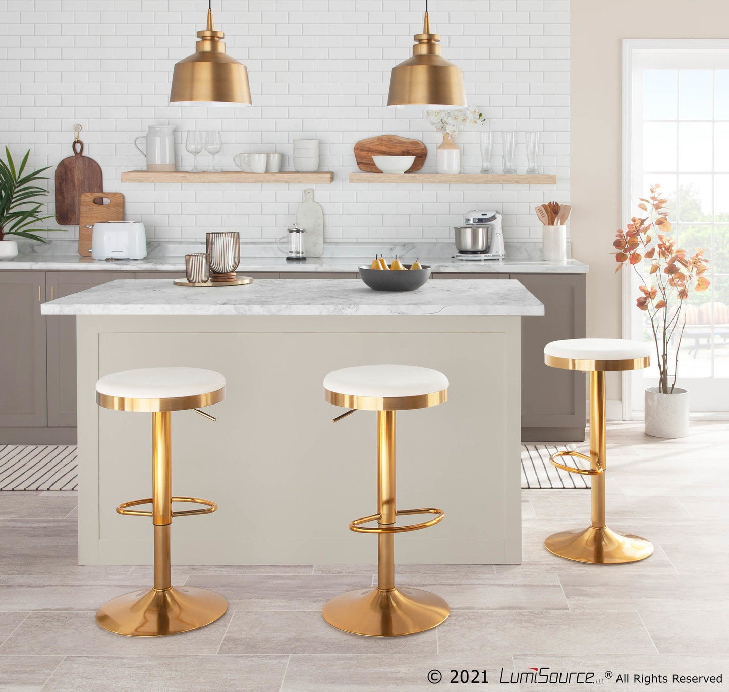 Majestic Office Furniture Upholstered Adjustable Barstool - Set of 2