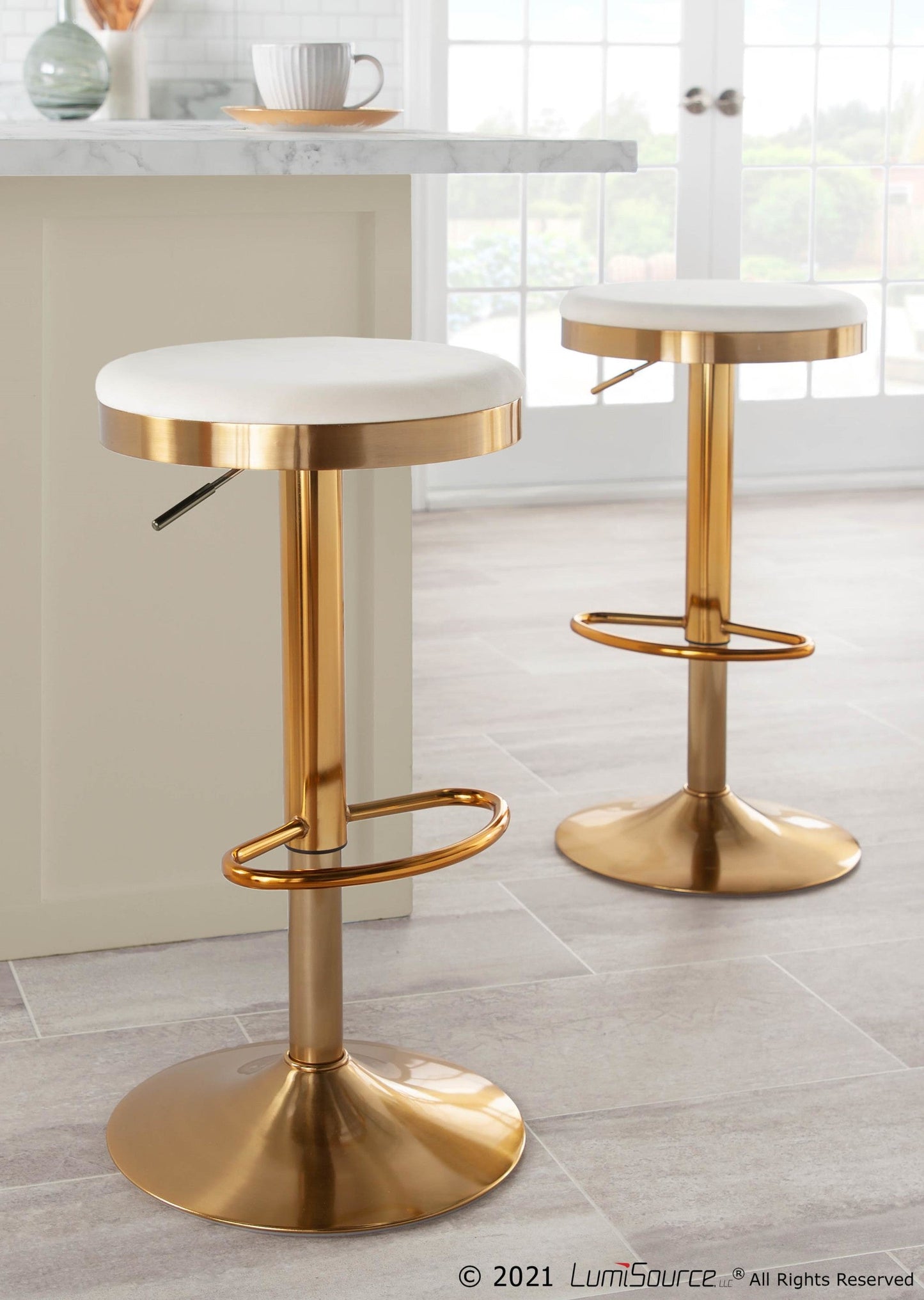 Majestic Office Furniture Upholstered Adjustable Barstool - Set of 2