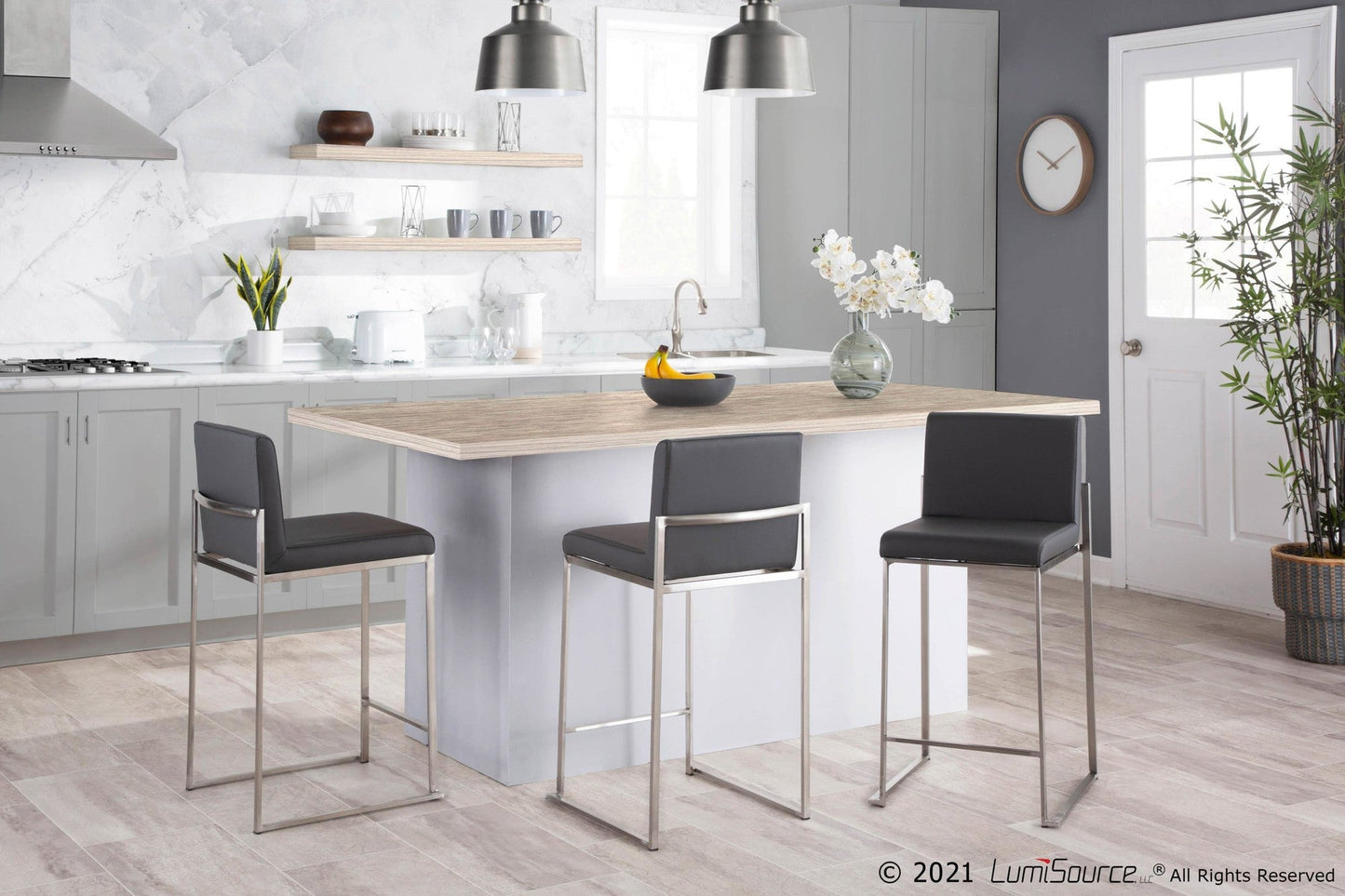 Majestic Office Furniture High Back 26" Fixed-Height Counter Stool - Set of 2