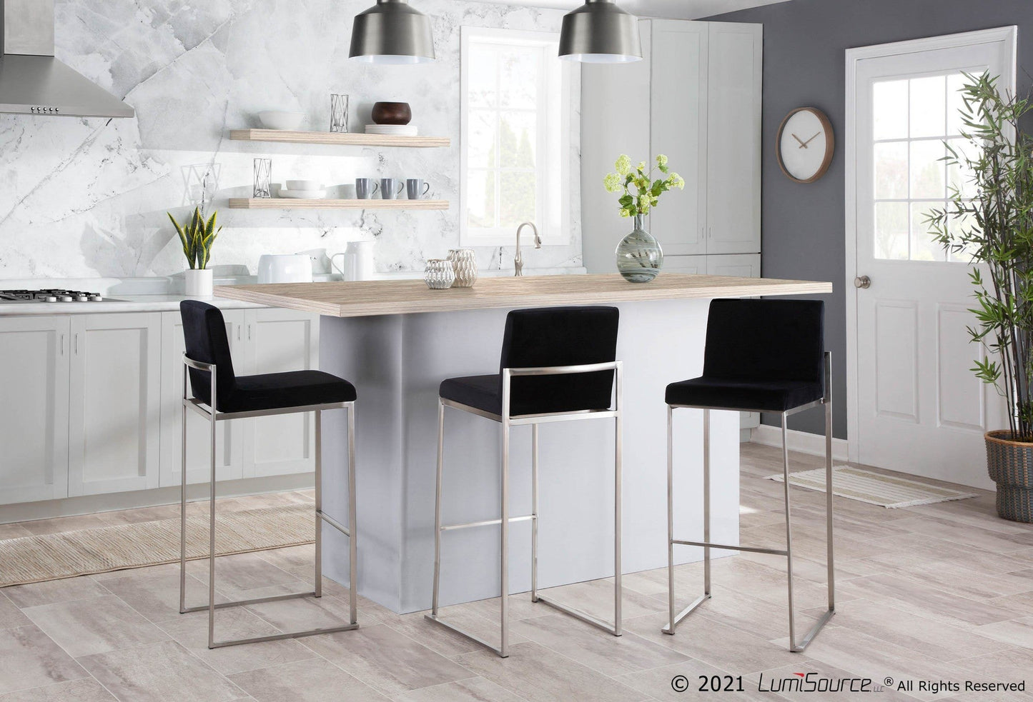 Majestic Office Furniture High Back 30" Fixed-Height Barstool - Set Of 3