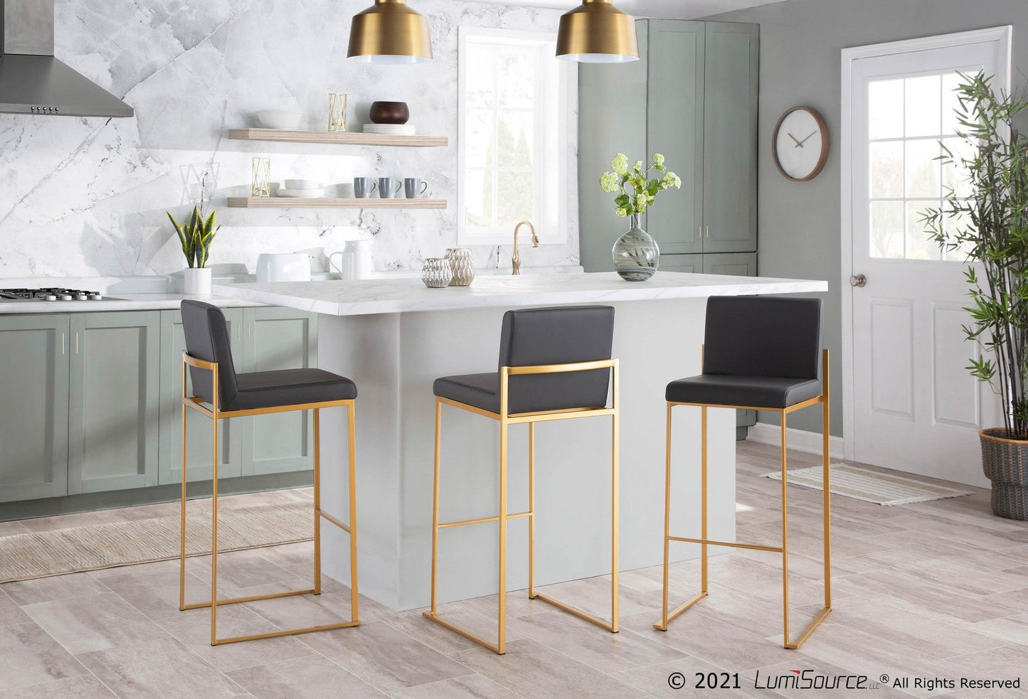 Majestic Office Furniture High Back 30" Fixed-Height Barstool - Set of 2
