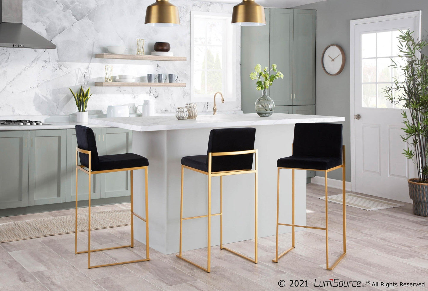 Majestic Office Furniture High Back 30" Fixed-Height Barstool - Set Of 3