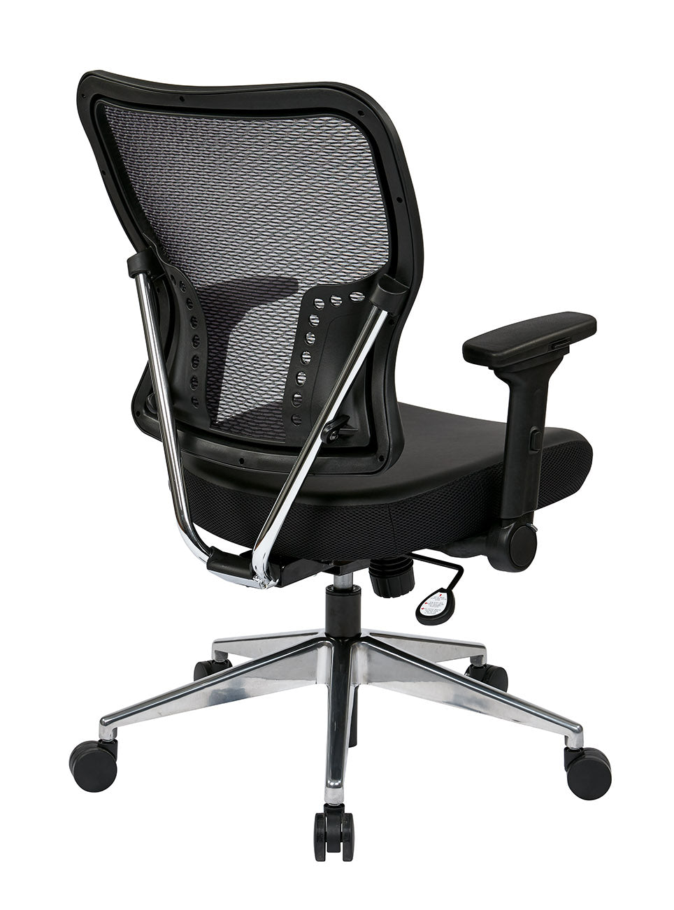 Air Grid® Back and Padded Bonded Leather Seat with 4-Way Adjustable Flip Arms, Built-In Lumbar Support and Polished Aluminum Base