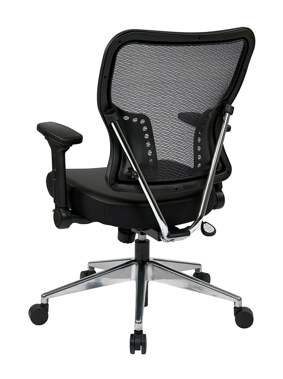 Air Grid® Back and Padded Bonded Leather Seat with 4-Way Adjustable Flip Arms, Built-In Lumbar Support and Polished Aluminum Base