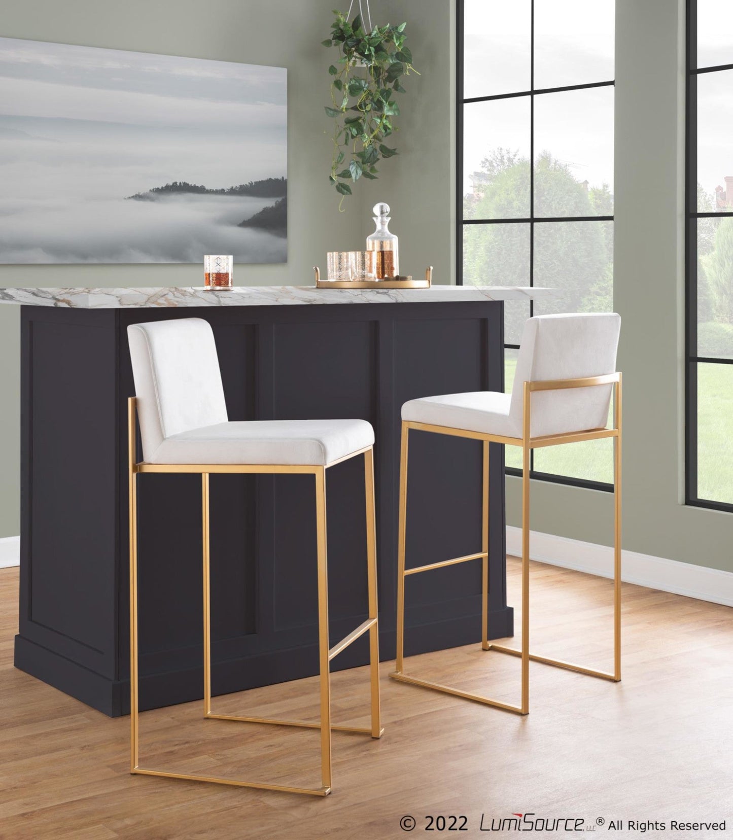 Majestic Office Furniture High Back 30" Fixed-Height Barstool - Set Of 3