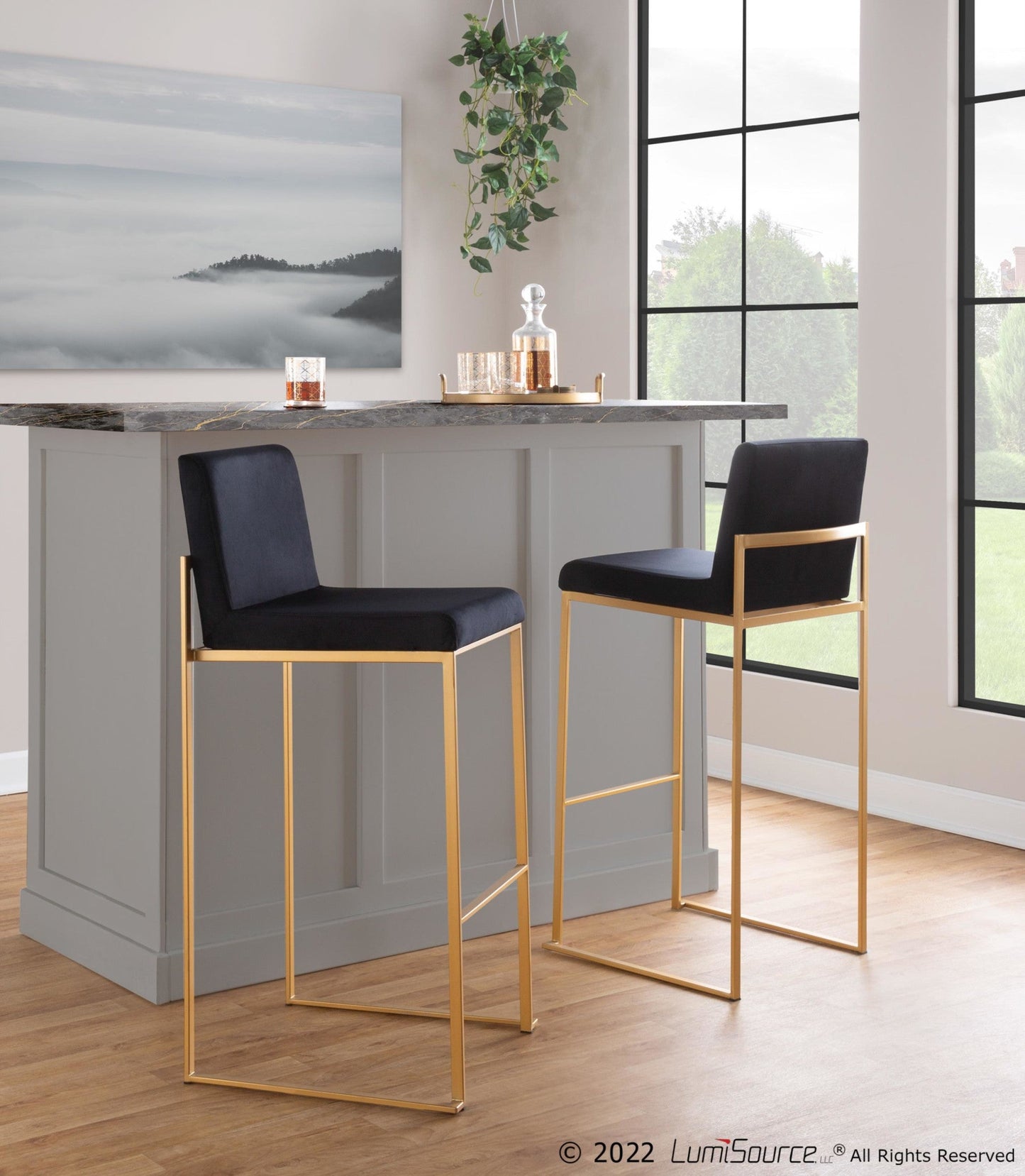 Majestic Office Furniture High Back 30" Fixed-Height Barstool - Set of 2