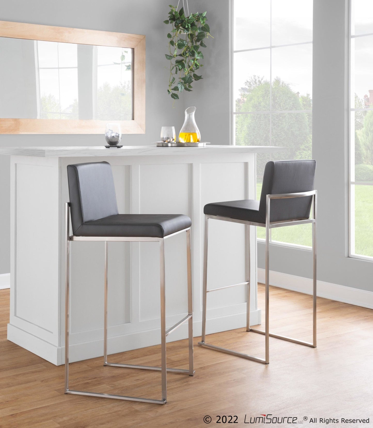 Majestic Office Furniture High Back 30" Fixed-Height Barstool - Set of 2