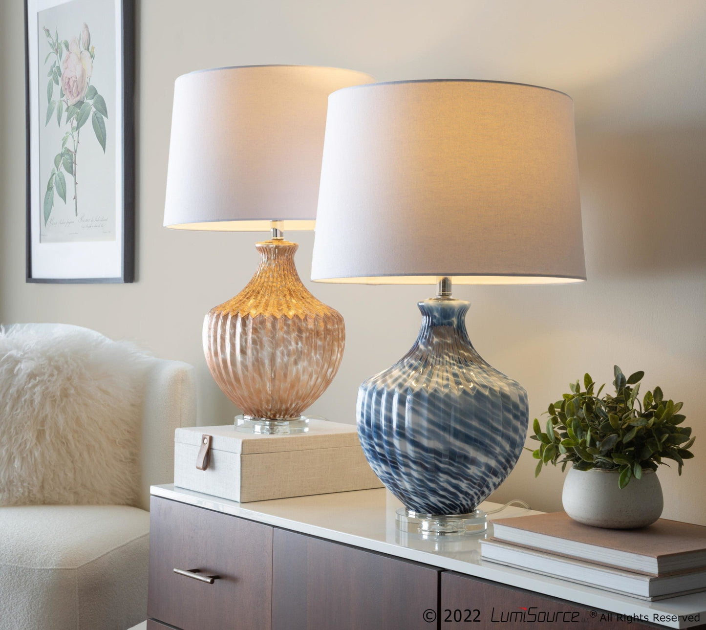 Majestic Office Furniture 27" Glass Table Lamp - Set of 2