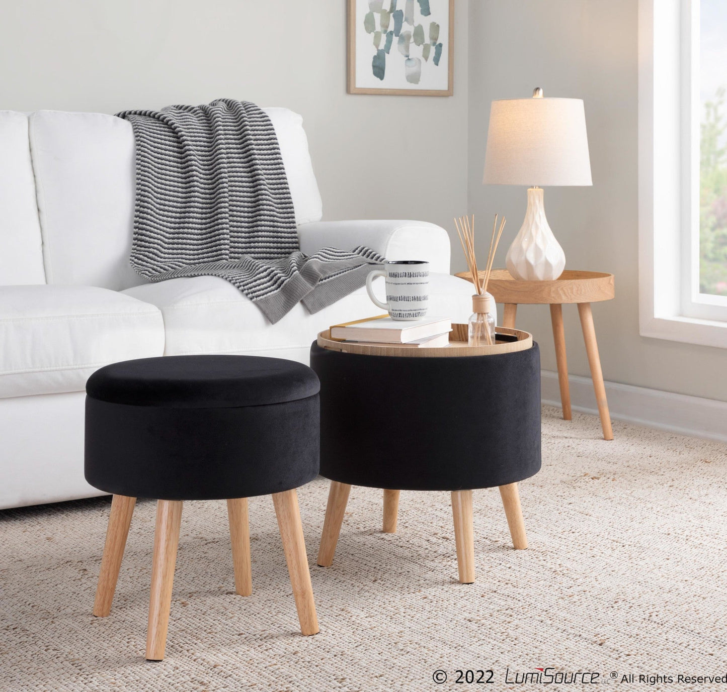 Lumisource Tray Storage Ottoman Set