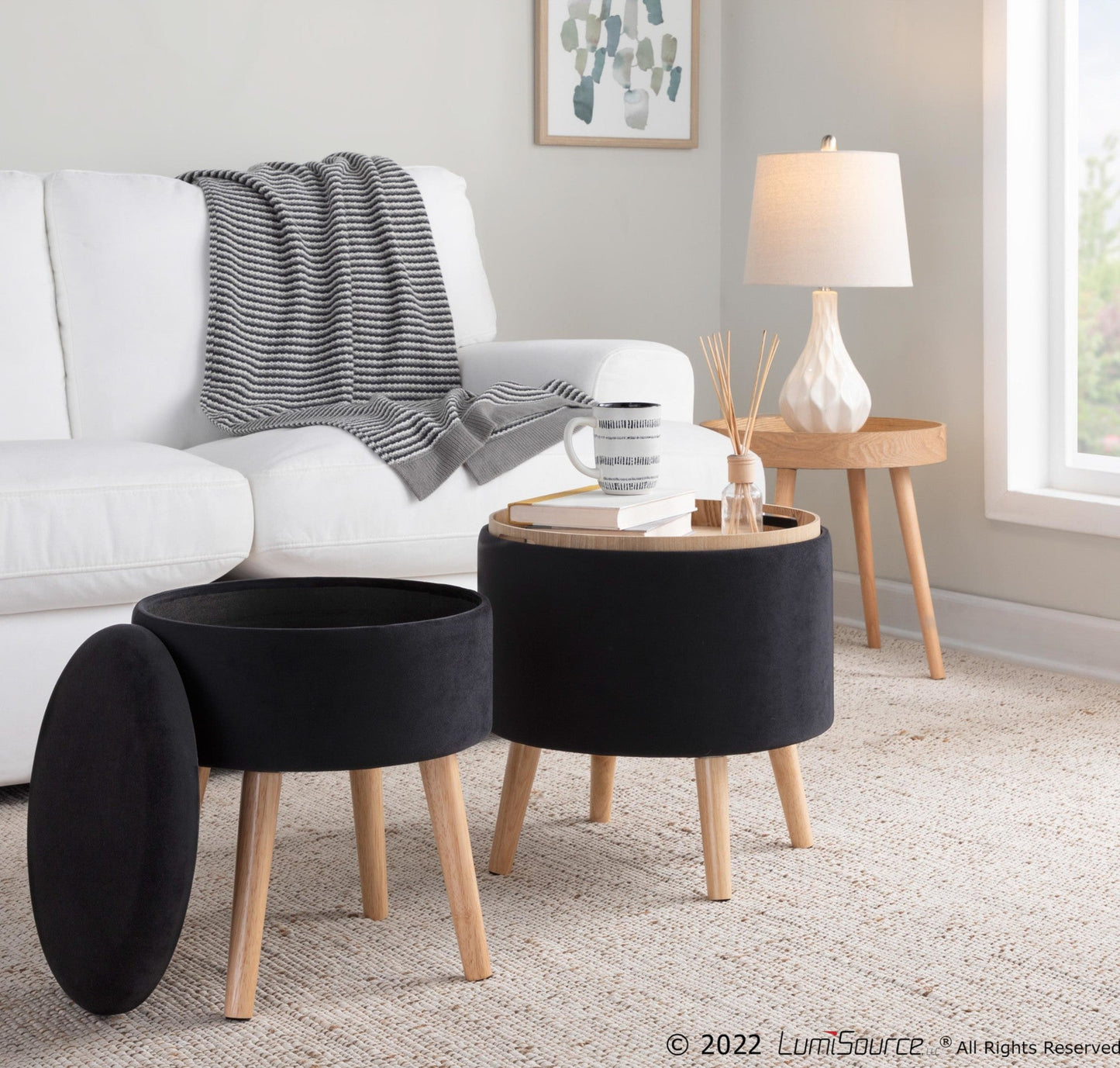Lumisource Tray Storage Ottoman Set