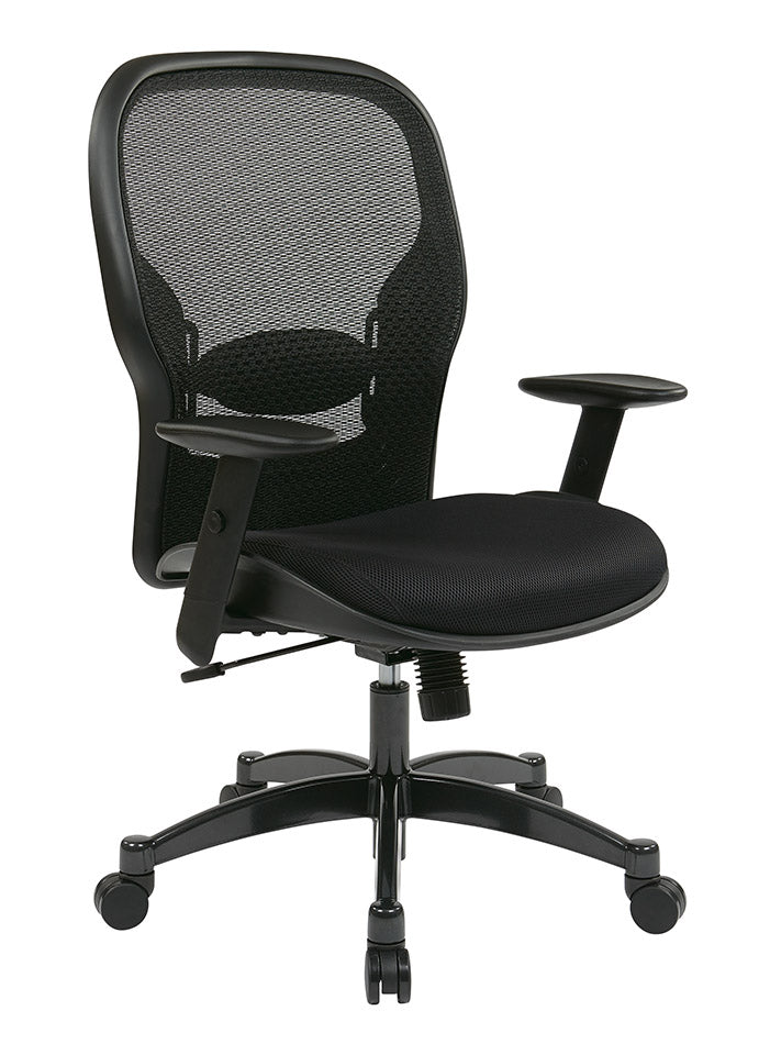Breathable Mesh Back and Mesh Seat Manager’s Chair with Adjustable Arms,
Adjustable Lumbar and Industrial Steel Finish Base