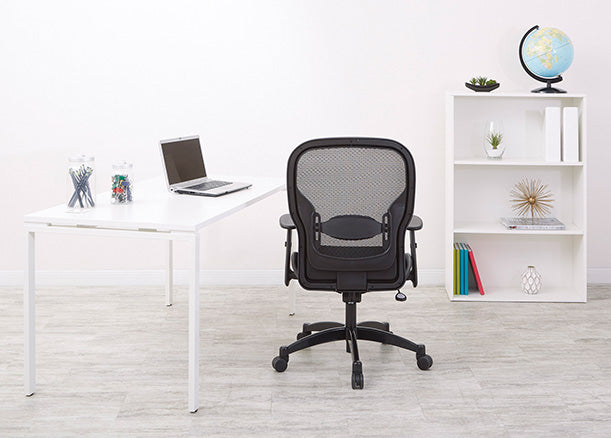 Breathable Mesh Back and Mesh Seat Manager’s Chair with Adjustable Arms,
Adjustable Lumbar and Industrial Steel Finish Base