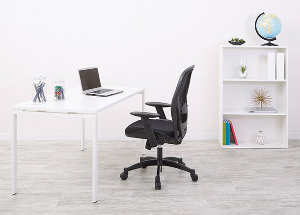Breathable Mesh Back and Mesh Seat Manager’s Chair with Adjustable Arms,
Adjustable Lumbar and Industrial Steel Finish Base