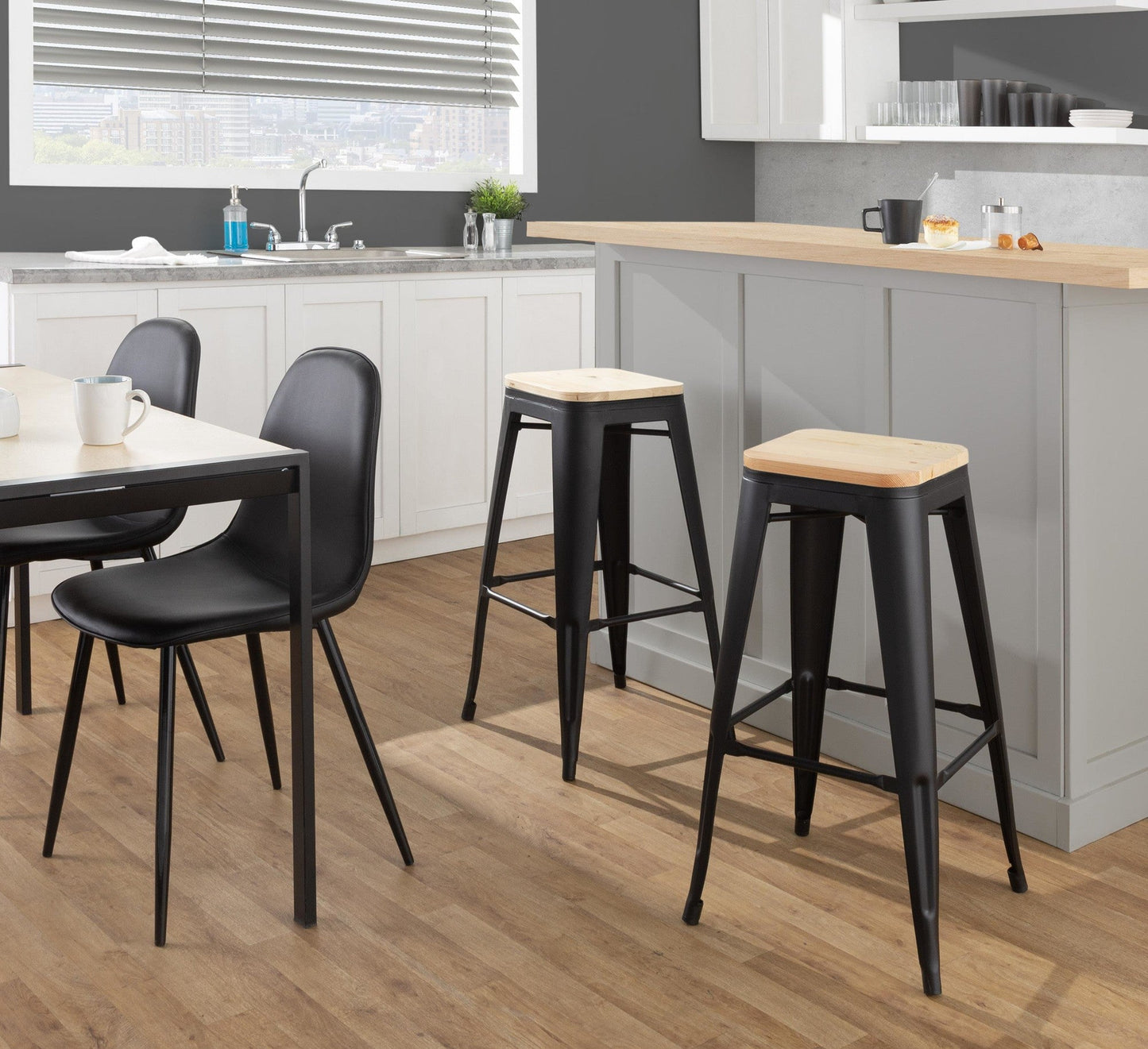 Majestic Office Furniture 30" Fixed-Height Barstool - Set of 2