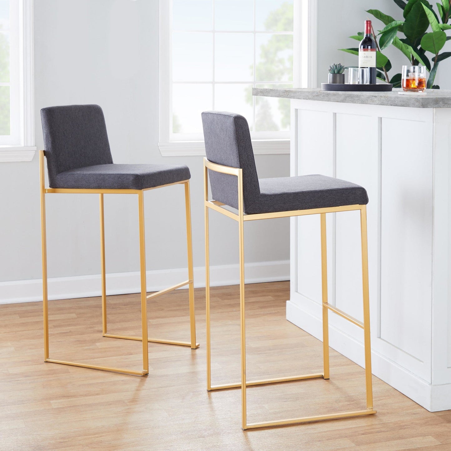 Majestic Office Furniture High Back 30" Fixed-Height Barstool - Set Of 3
