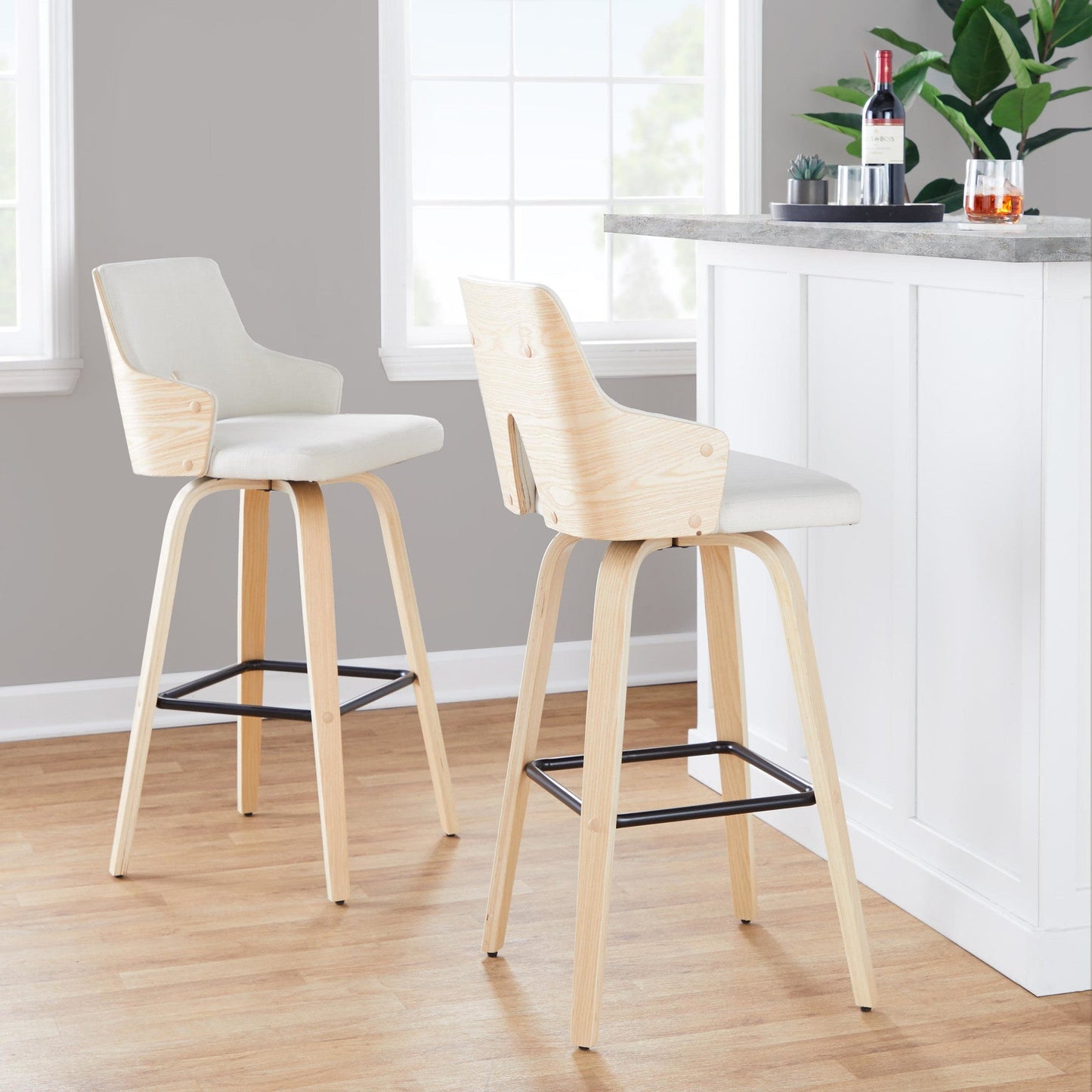 Majestic Office Furniture 30" Fixed-Height Barstool - Set of 2