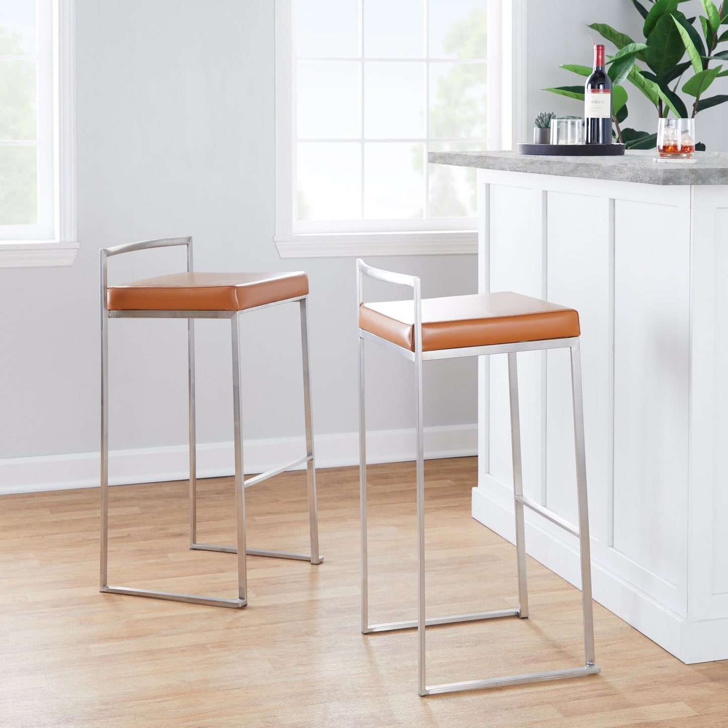 Majestic Office Furniture Stacker 30" Fixed-Height Barstool - Set Of 3