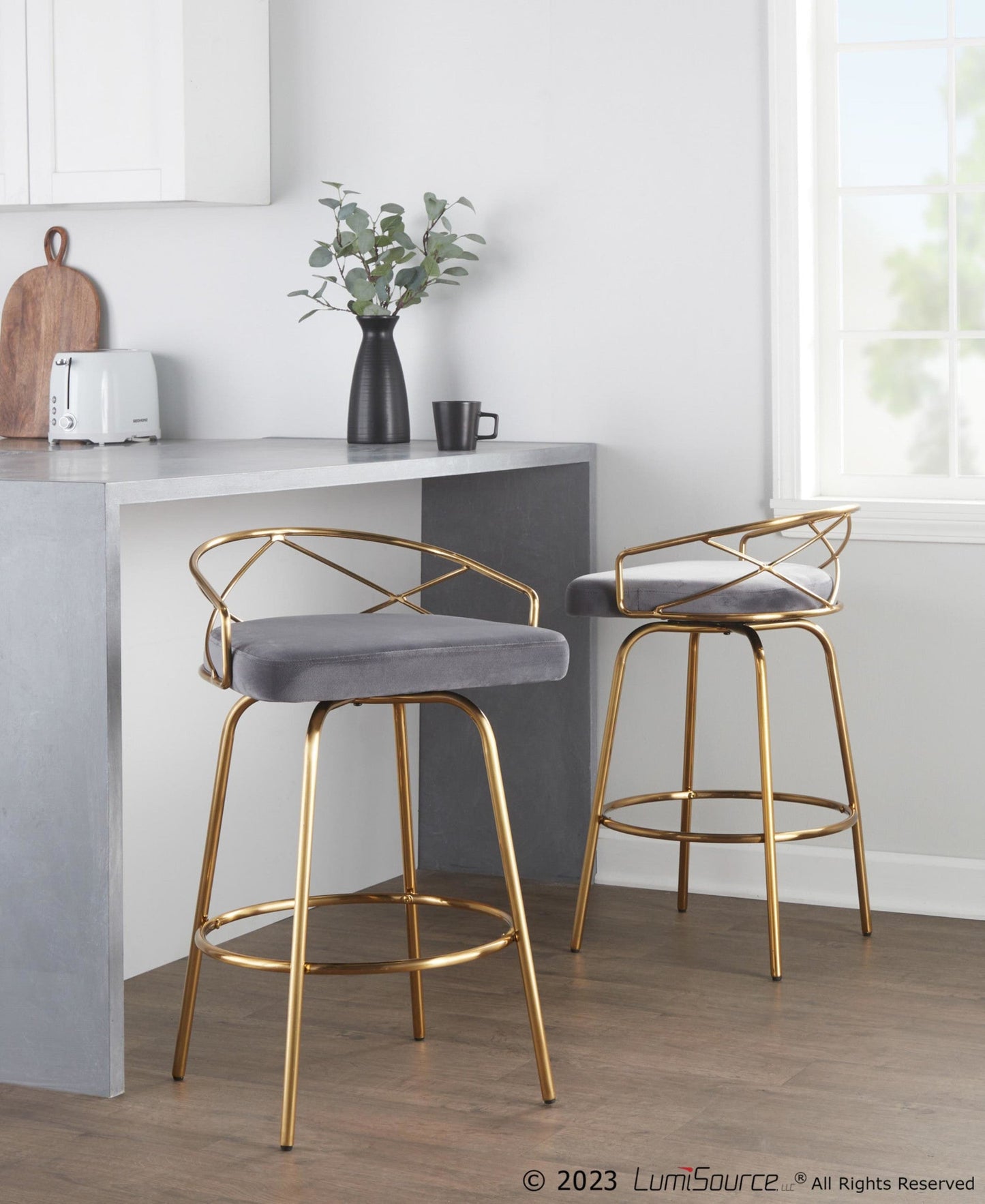 Majestic Office Furniture Glam 26" Fixed-Height Counter Stool - Set of 2