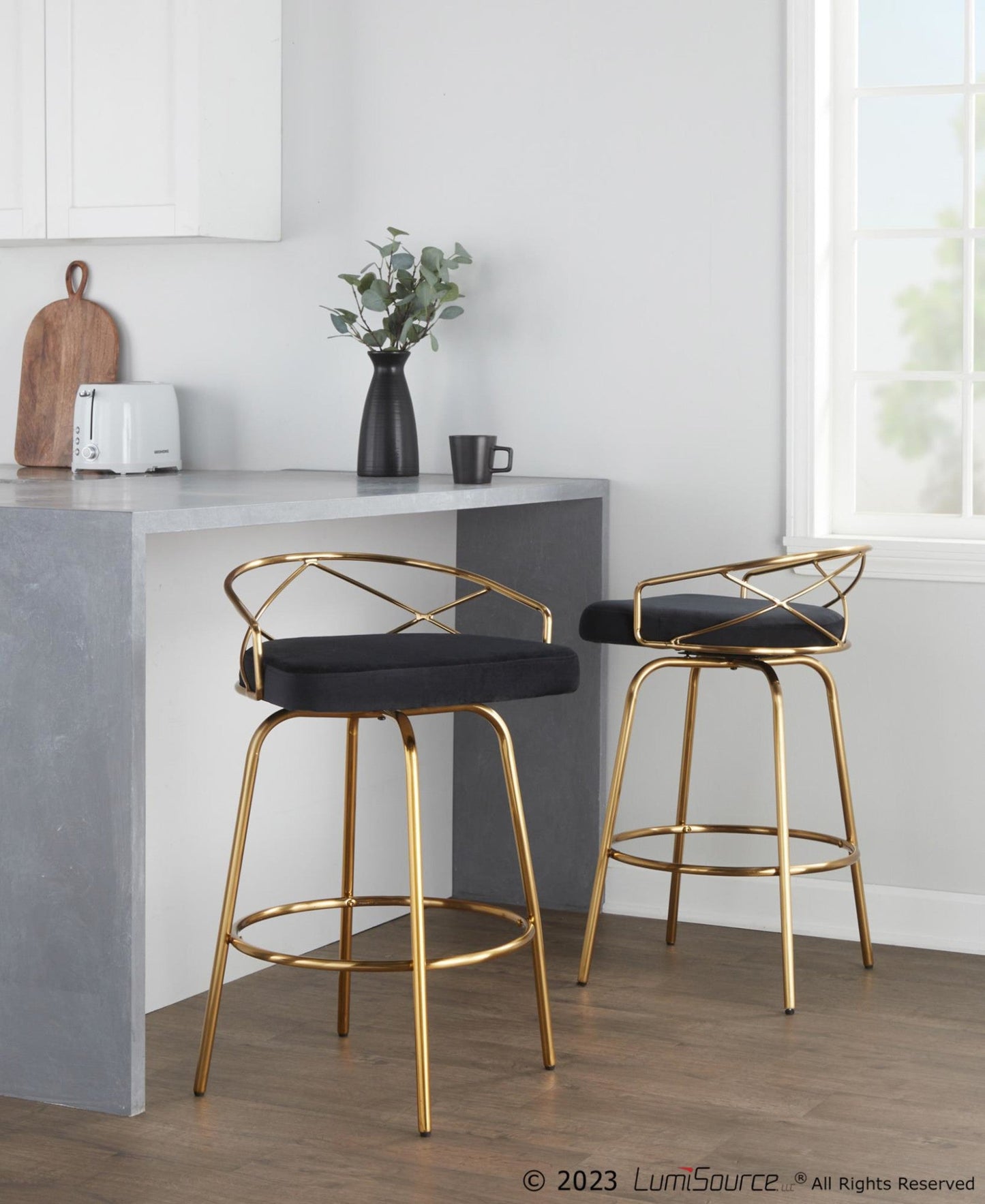 Majestic Office Furniture Glam 26" Fixed-Height Counter Stool - Set of 2