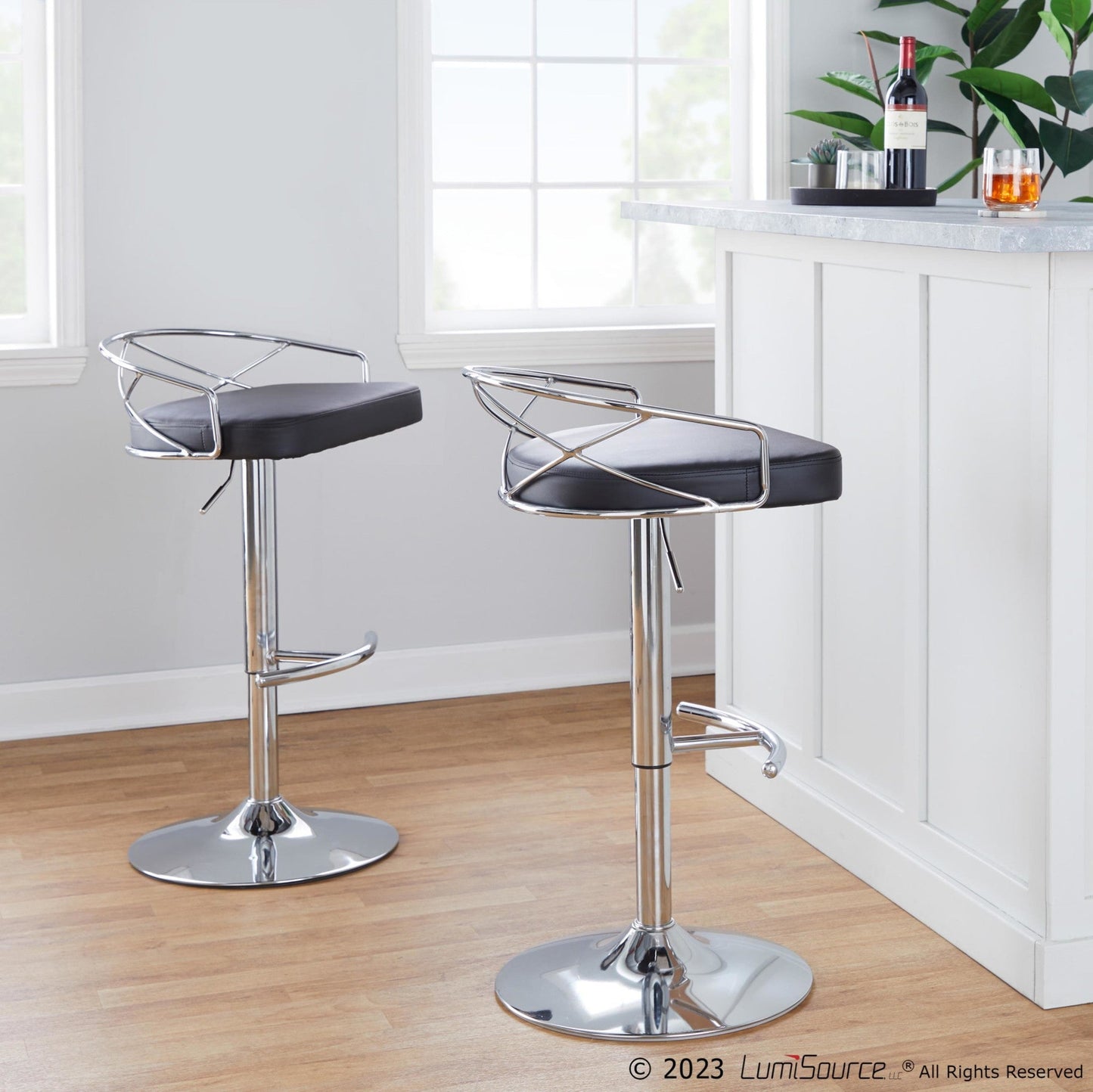 Majestic Office Furniture Glam Adjustable Barstool - Set of 2