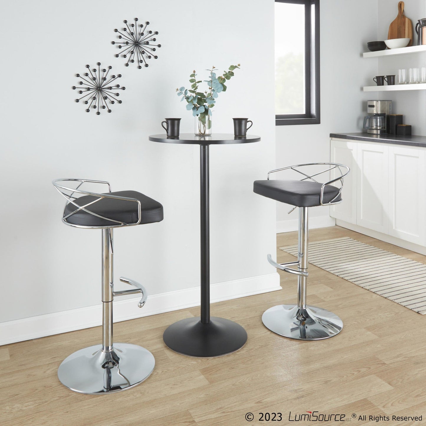 Majestic Office Furniture Glam Adjustable Barstool - Set of 2