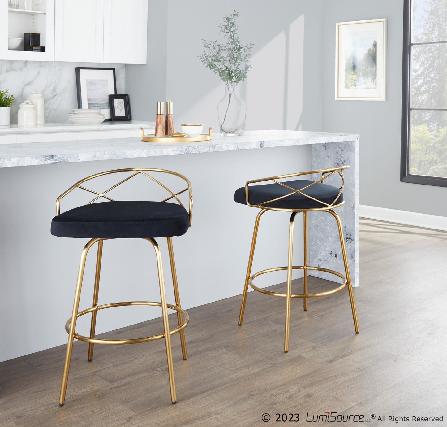 Majestic Office Furniture Glam 26" Fixed-Height Counter Stool - Set of 2