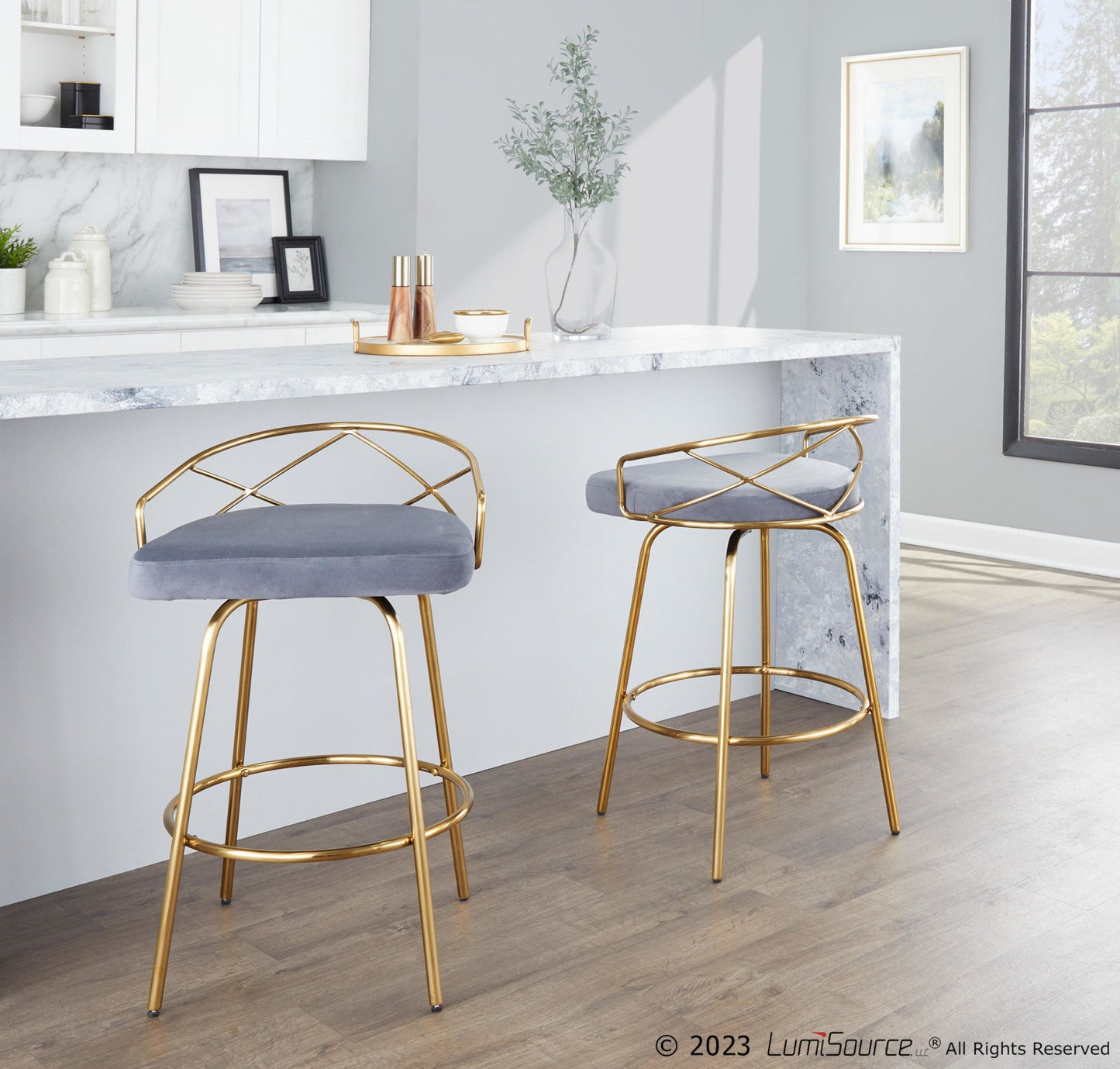 Majestic Office Furniture Glam 26" Fixed-Height Counter Stool - Set of 2