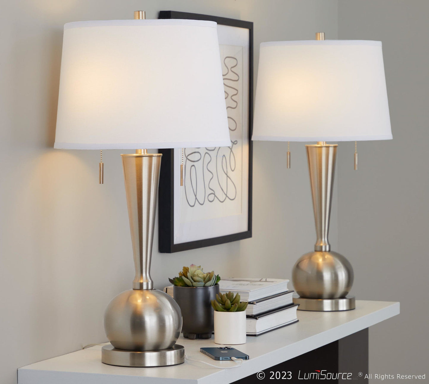Majestic Office Furniture 30" Metal Table Lamp with Usb - Set of 2