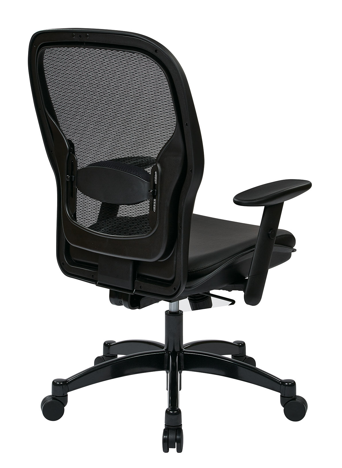 Breathable Mesh Back and Bonded Leather Seat Manager’s Chair with Adjustable
Arms, Adjustable Lumbar and Industrial Steel Finish Base