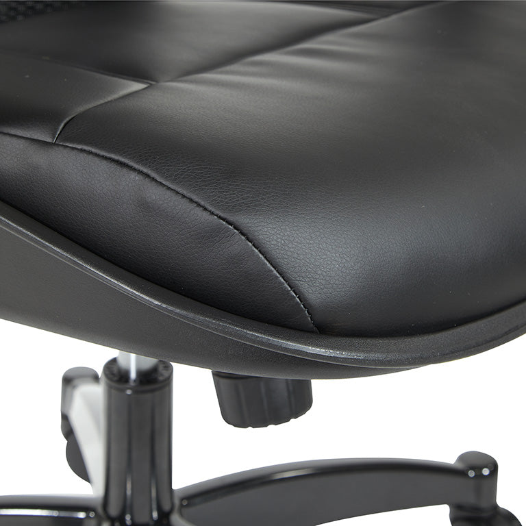 Breathable Mesh Back and Bonded Leather Seat Manager’s Chair with Adjustable
Arms, Adjustable Lumbar and Industrial Steel Finish Base