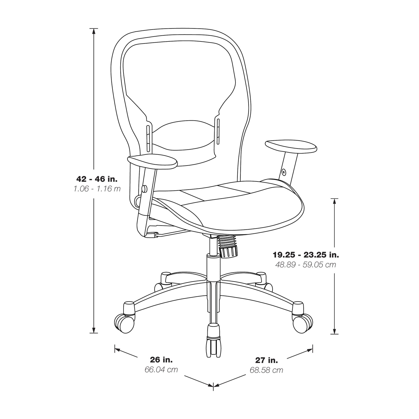 Breathable Mesh Back and Bonded Leather Seat Manager’s Chair with Adjustable
Arms, Adjustable Lumbar and Industrial Steel Finish Base