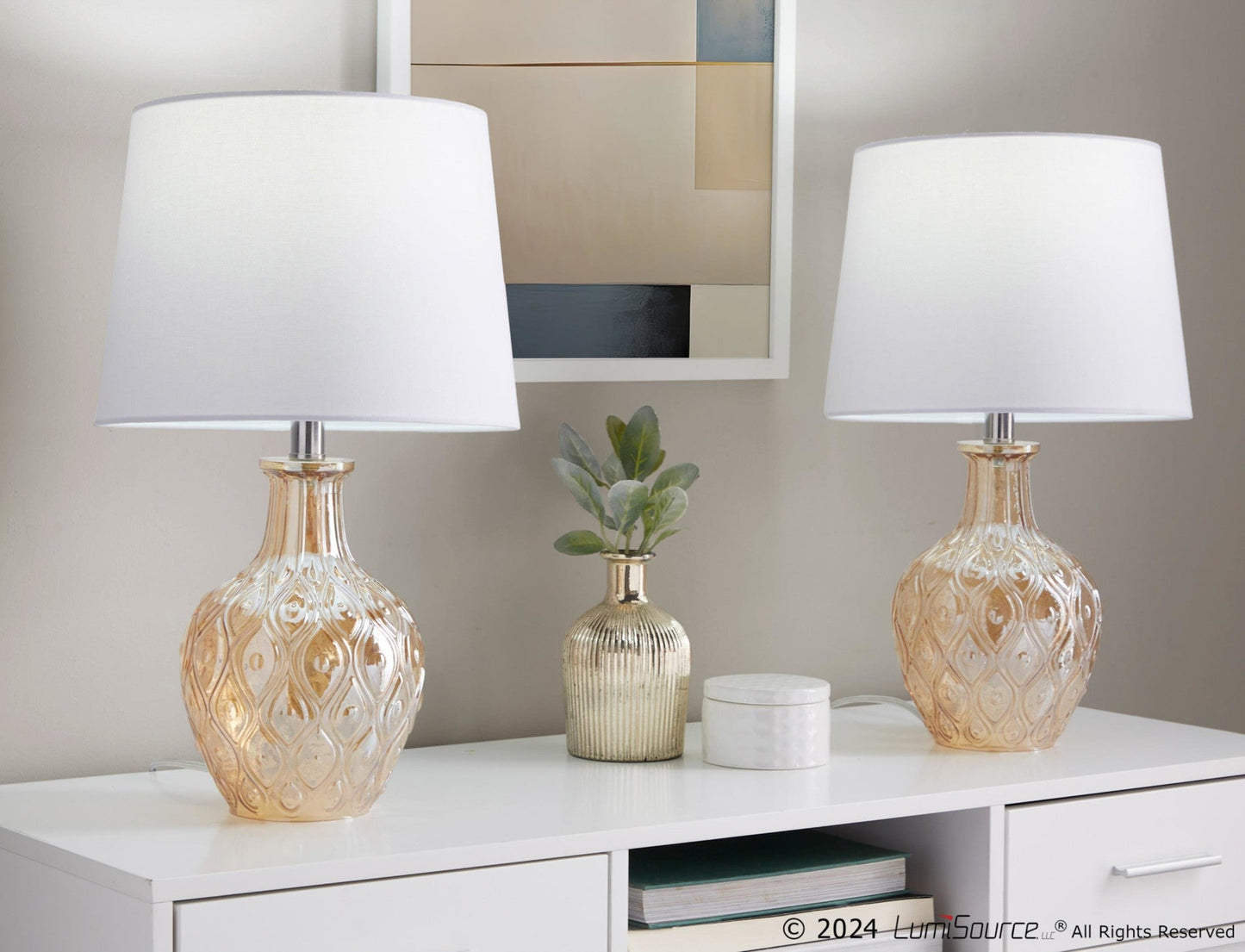 Lumisource Gloria Round 20" Glass Accent Lamp - Set of 2