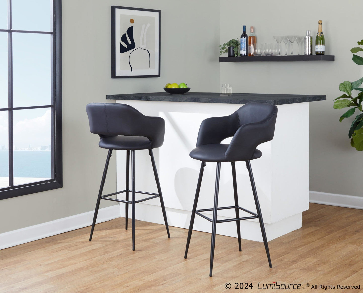 Majestic Office Furniture 30" Fixed-Height Barstool - Set of 2