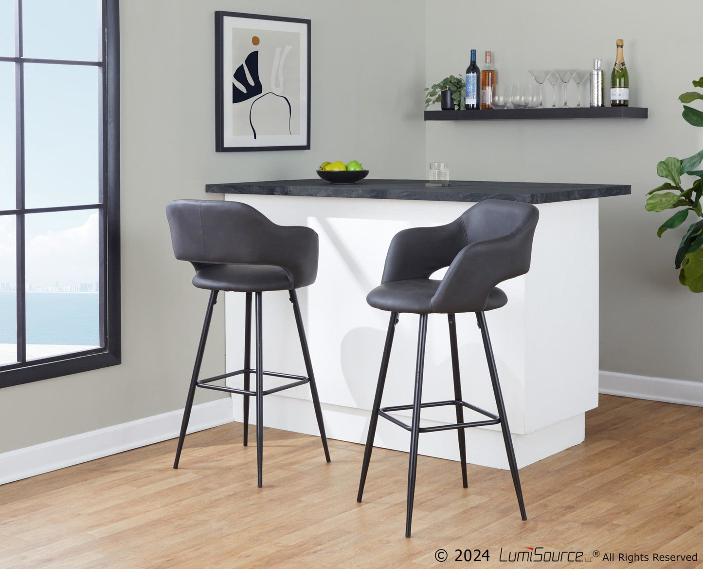 Majestic Office Furniture 30" Fixed-Height Barstool - Set of 2
