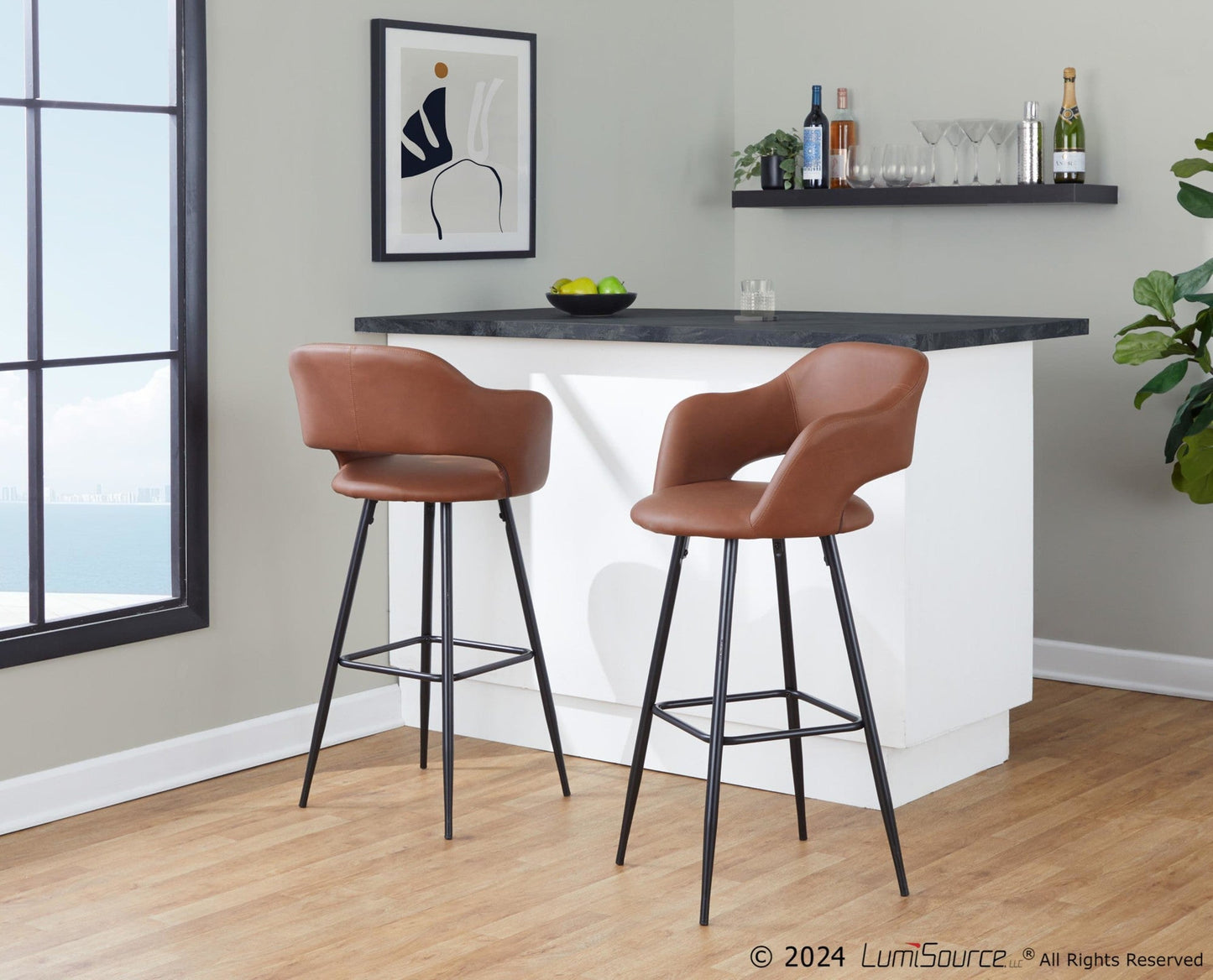 Majestic Office Furniture 30" Fixed-Height Barstool - Set of 2