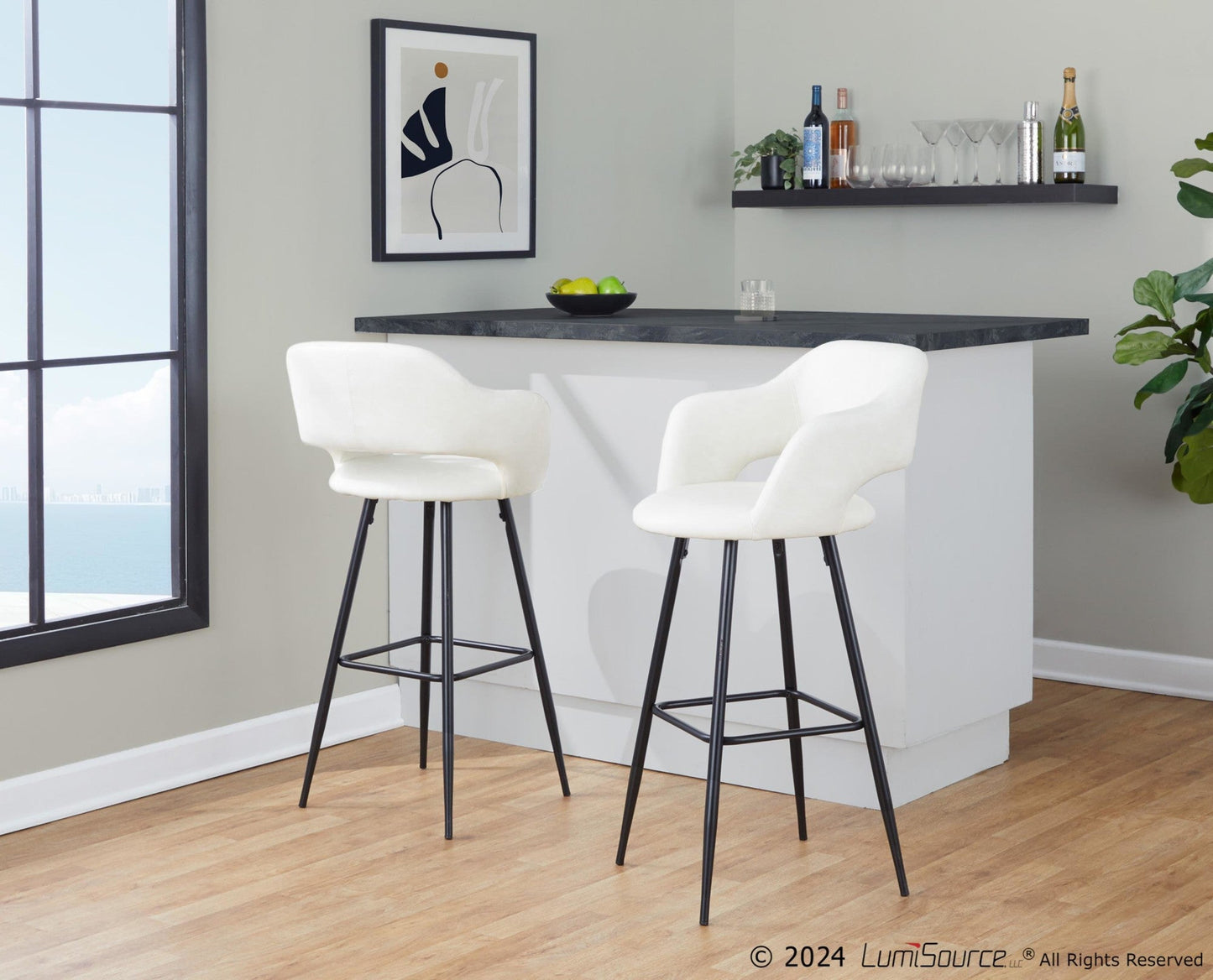 Majestic Office Furniture 30" Fixed-Height Barstool - Set of 2